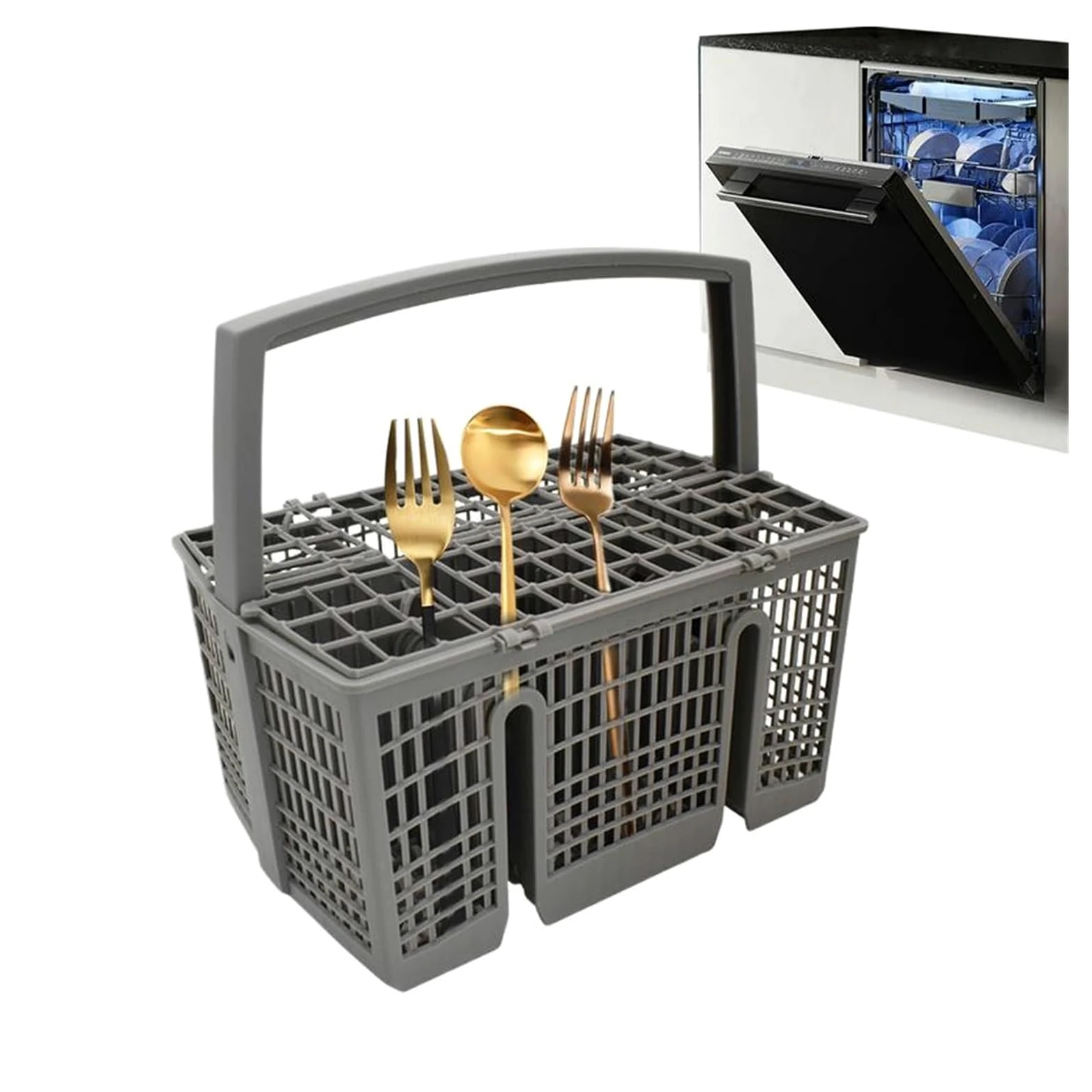 Cesta universal duradera para cubiertos para lavavajillas, soporte rectangular para utensilios y organizador para cocina, diseño que ahorra espacio para un fácil lavado de platos y almacenamiento