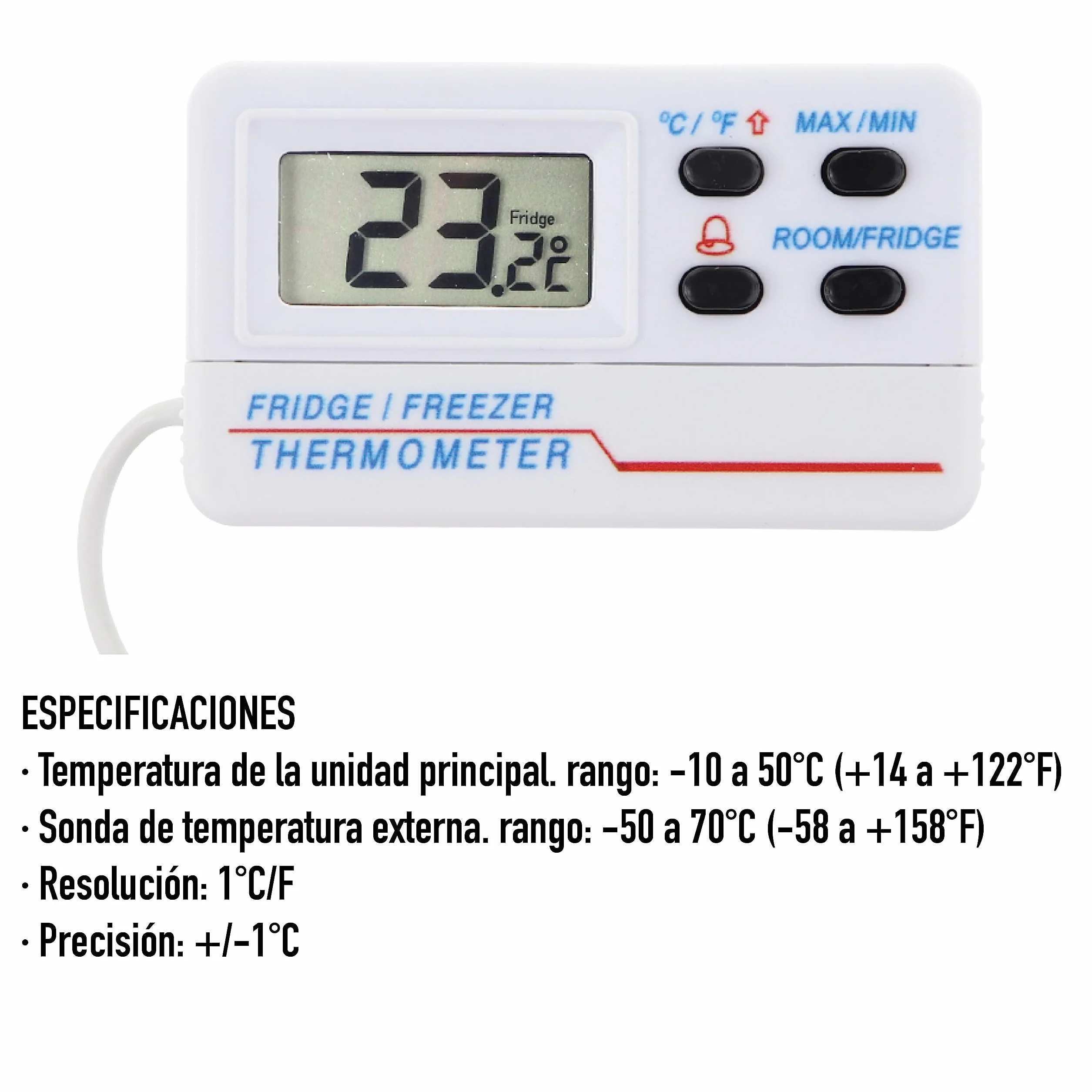 Termómetro digital calibrado para nevera y congelador con certificado de calibración trazable de 2 puntos
