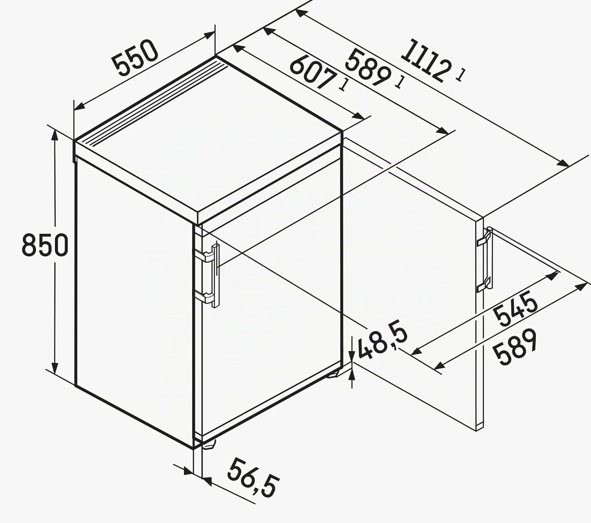 Liebherr Frigorífico Table-Top Encimera Re 1400 001 20 Blanco Door Derecha