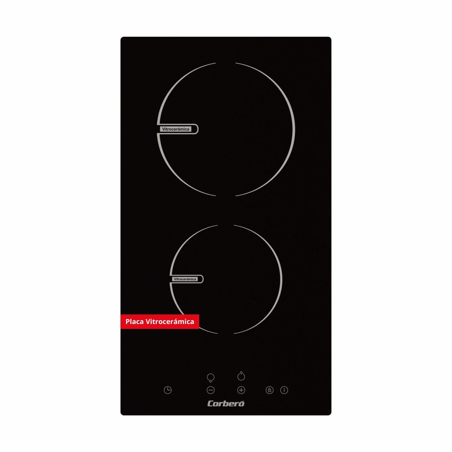Corberó Placa de Inducción 2 zonas 29 cm 3680W Control Táctil Booster Temporizador Bloqueo Seguridad