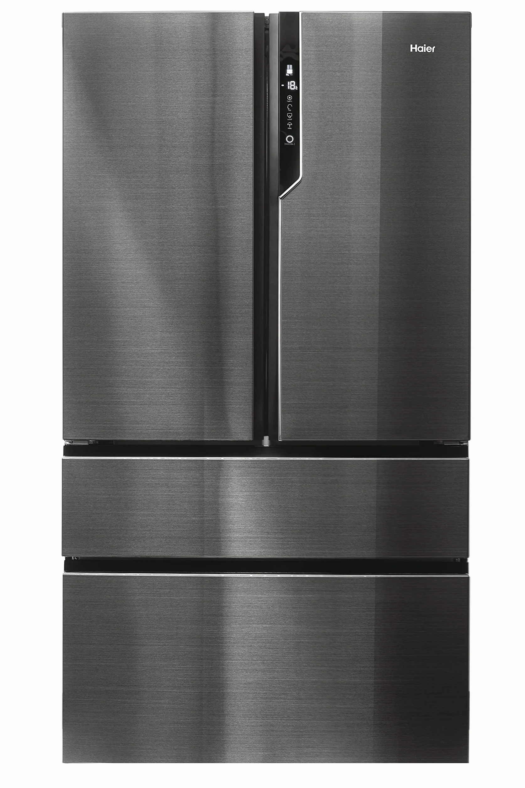 Haier FD 100 Series 7 HB26FSNAAA - Frigorífico, Puerta Francesa, Fabricación de Hielo Automática, Tecnología Antibacterias, Motor Inverter, Ancho 100cm, Capacidad XXL,Total No Frost, Titanium