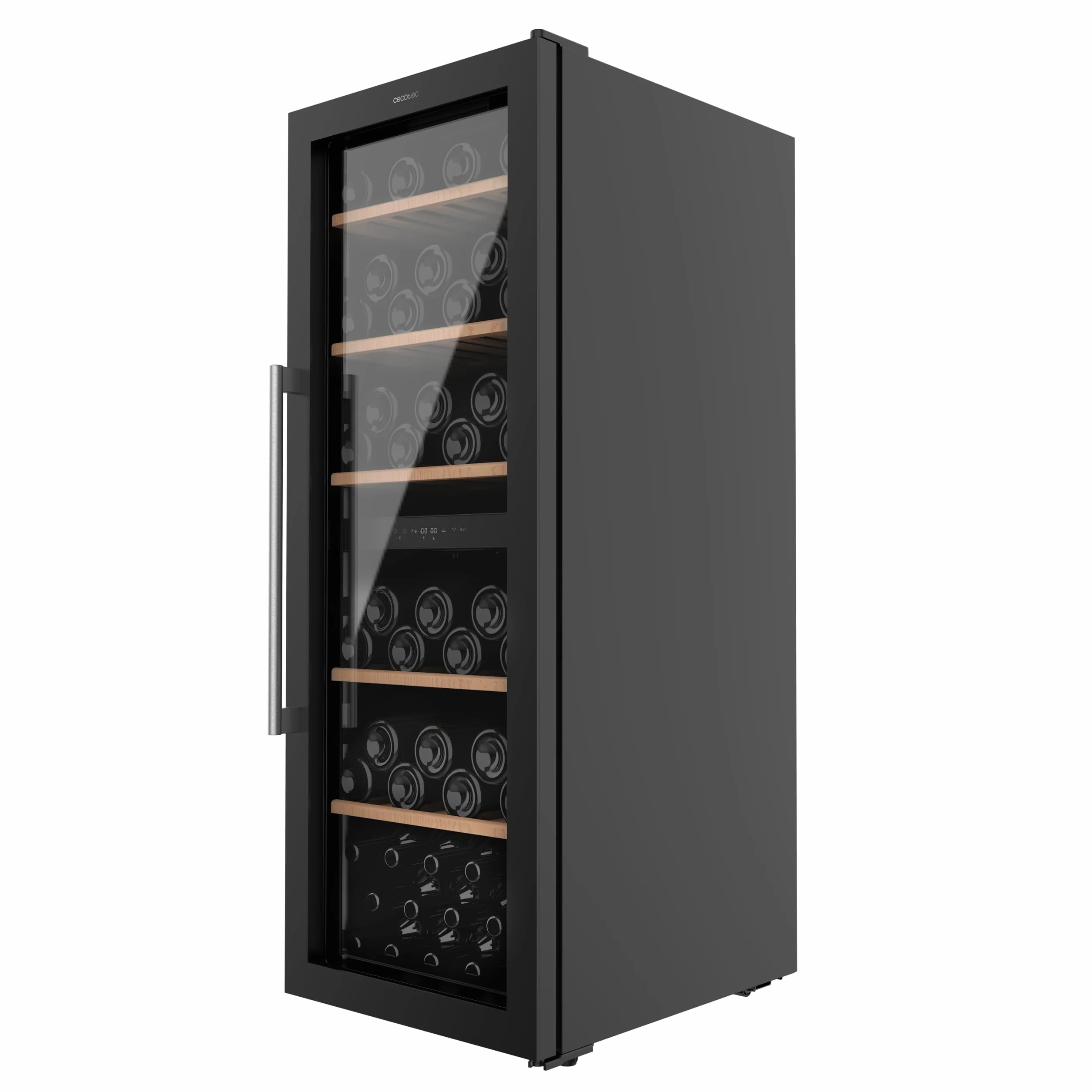 Cecotec Vinoteca de 77 Botellas Bolero GrandSommelier Duo 77000 Black. 193 L, Sistema Compresor de Enfriamiento, Display, Control Táctil, Temperatura Regulable y Luz LED Interior