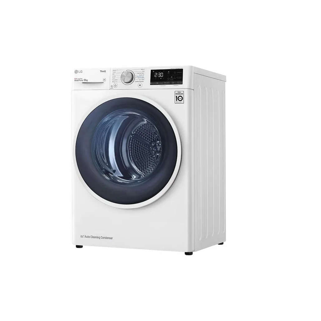 LG RH80V9AVHN - Secadora inteligente de carga frontal de 8 kg, clase A+++, condensación con bomba de calor, Wi-Fi con SmartThinQ, Eco Hybrid, Allergy Care, 60 x 69 x 85 cm, color blanco