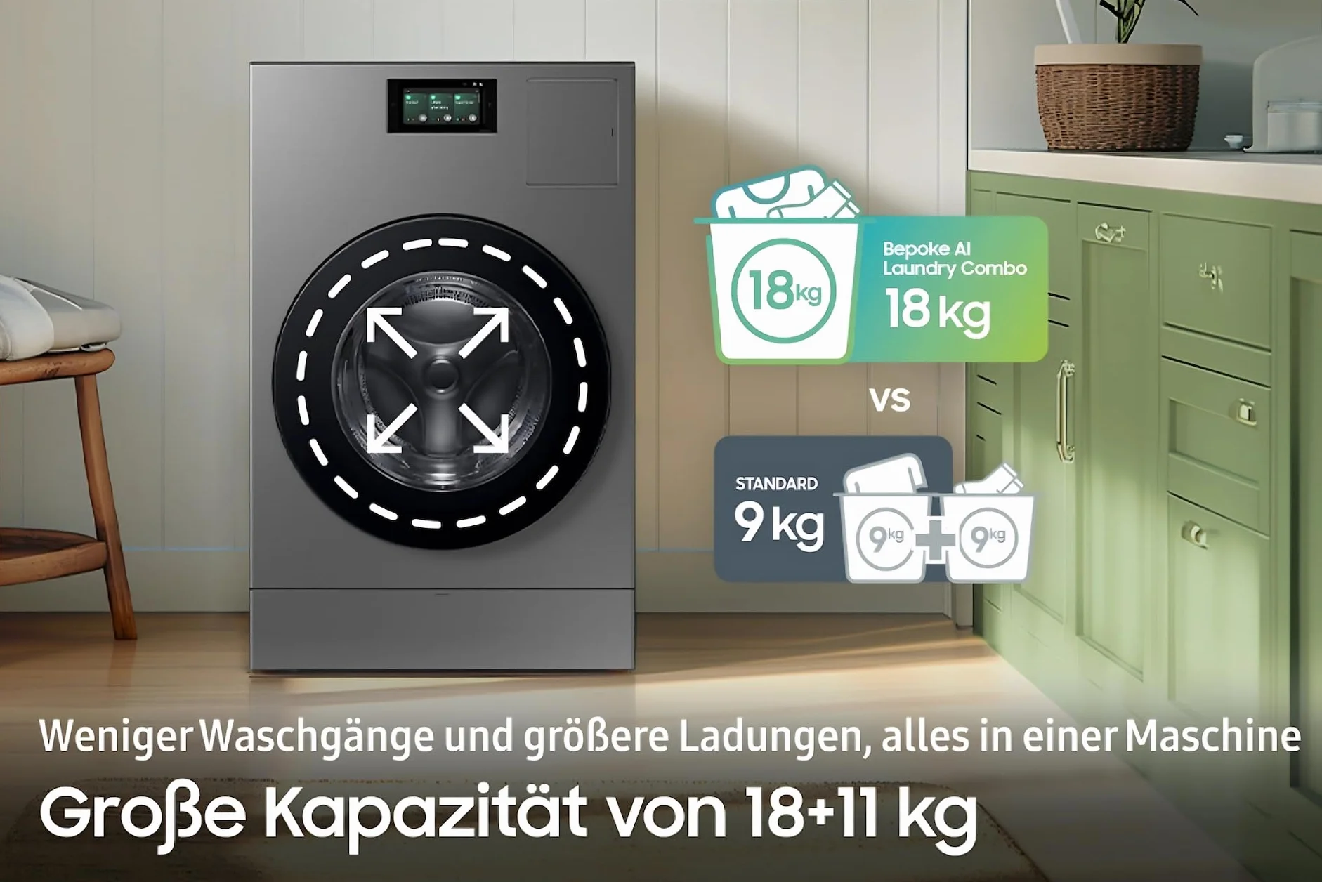 Lavadora Secadora Samsung 18/11kg Bespoke AI Laundry Combo WD18DB8995BZT2