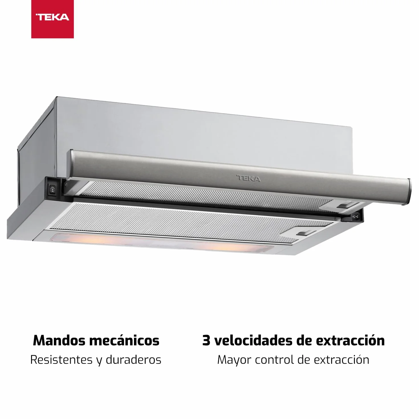 TEKA Campana Extensible 70 cm, Telescópica Extraplana 3 Velocidades, 2 Lámparas LED, Filtros Metálicos Recirculación CNL 1C Frente Inox, TL 7420.2 IX