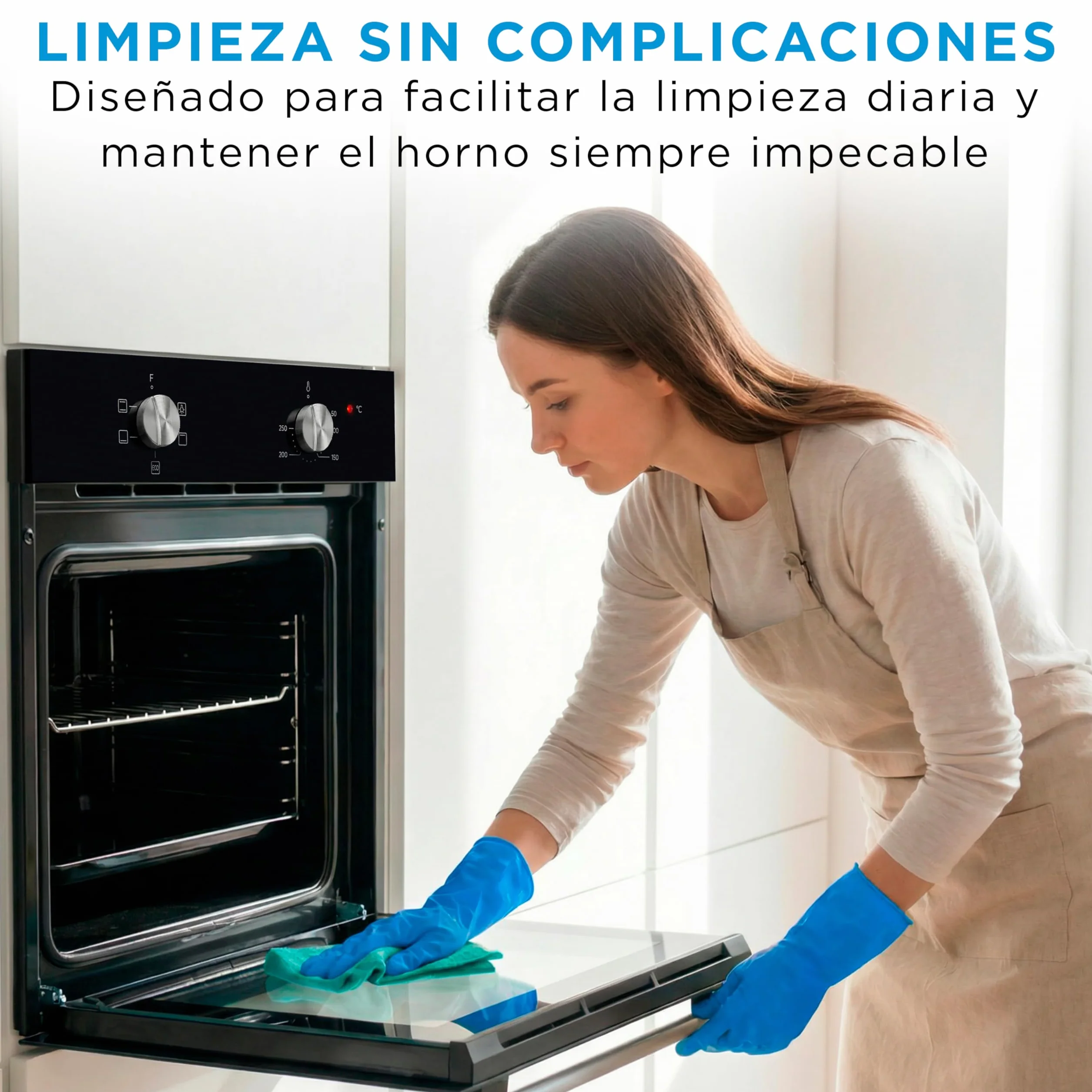Midea Horno Electrico Empotrable Convencional de 70L y 2100W - Horno Integrable Negro con 4 funciones, Modo ECO - Hornos con Luz Led de Bajo Consumo, Puerta Doble Cristal, Bandeja Universal, y Rejilla