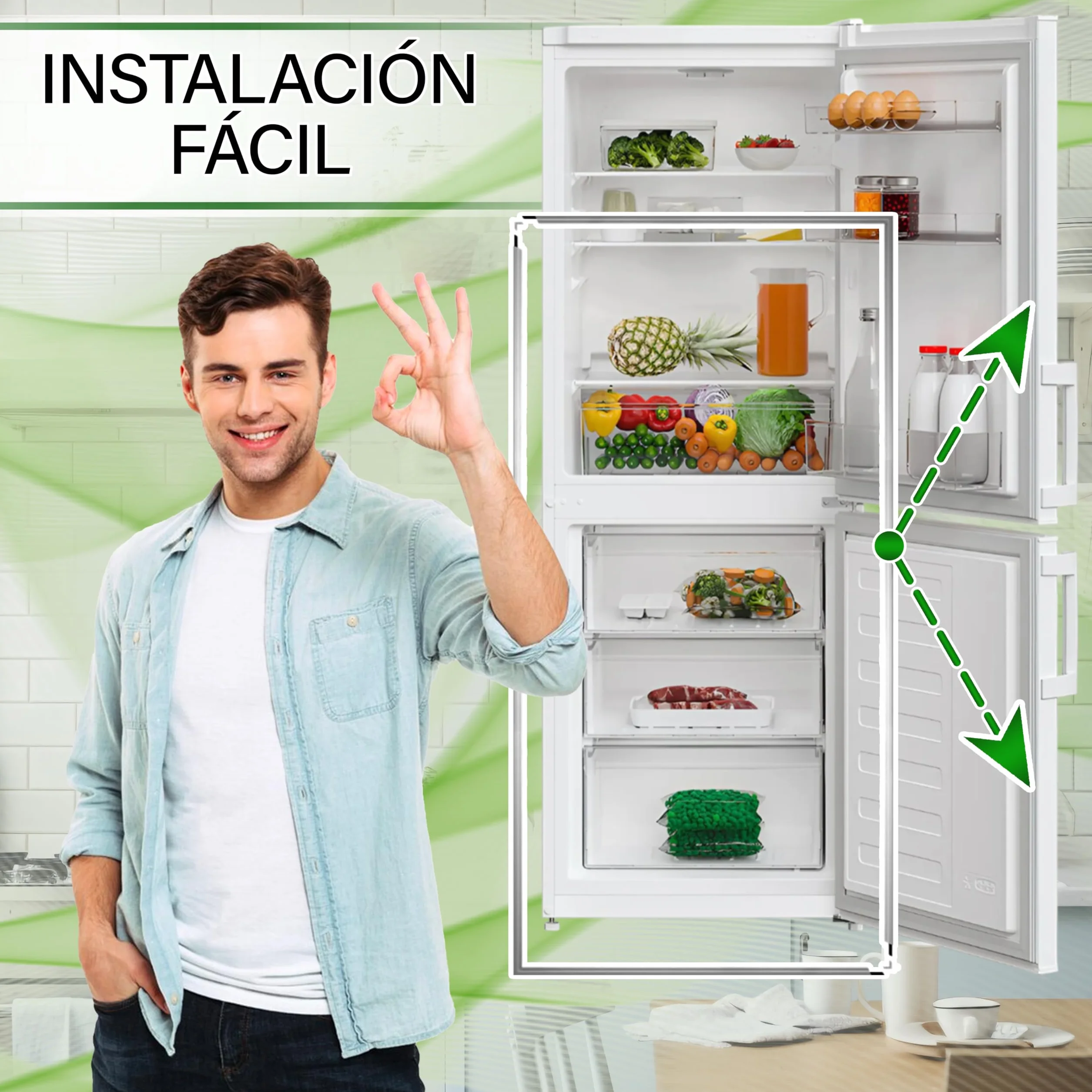 Kit Universal Magnéticas Junta Puerta Frigorifico con Congelador 1300x700 mm - Garantía de 5 Años - MADE IN ITALY - ONIX TECH