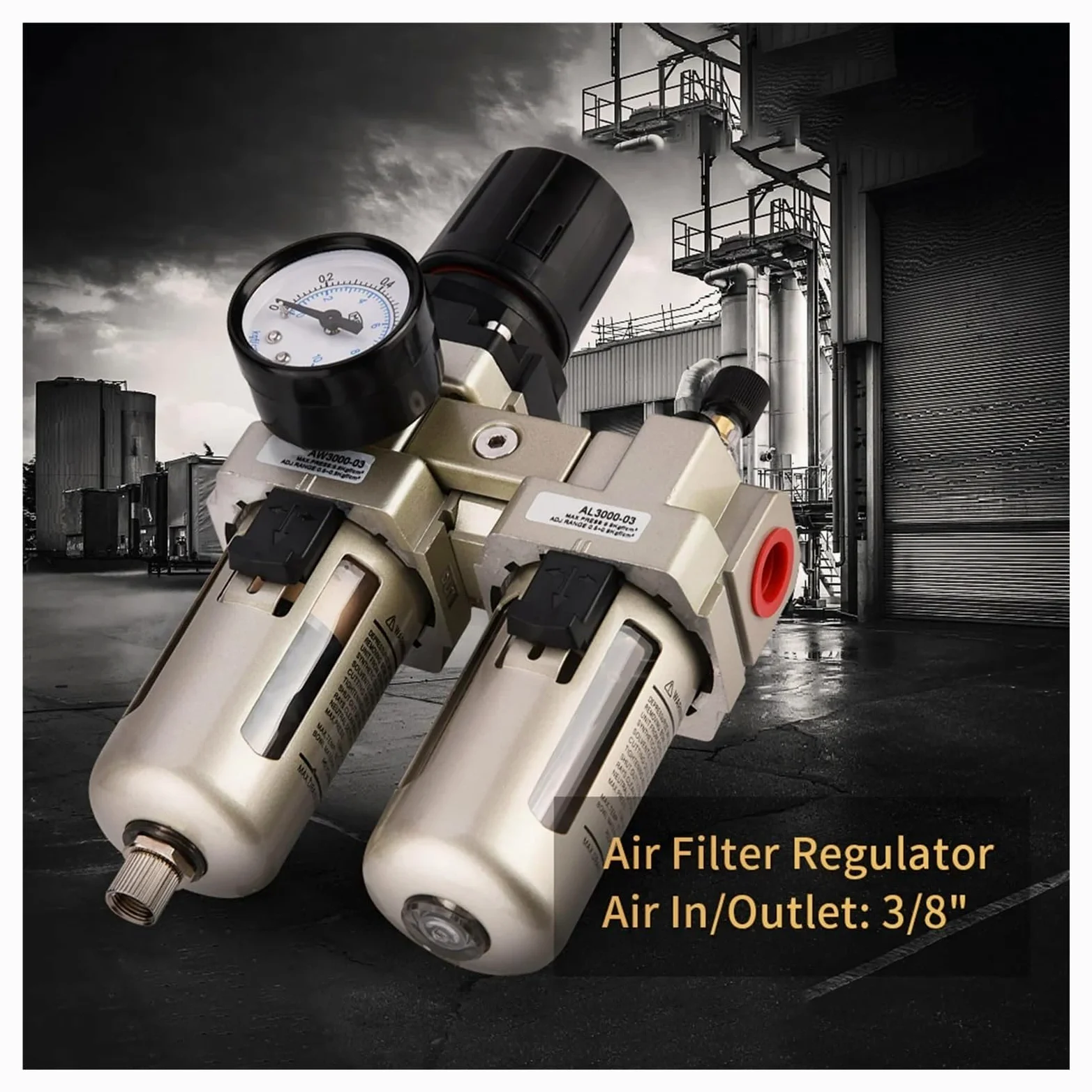 1 unidad AC3010-03 regulador de presión de aire comprimido de aleación de aluminio trampa de humedad filtro de agua 3/8 "con manómetro