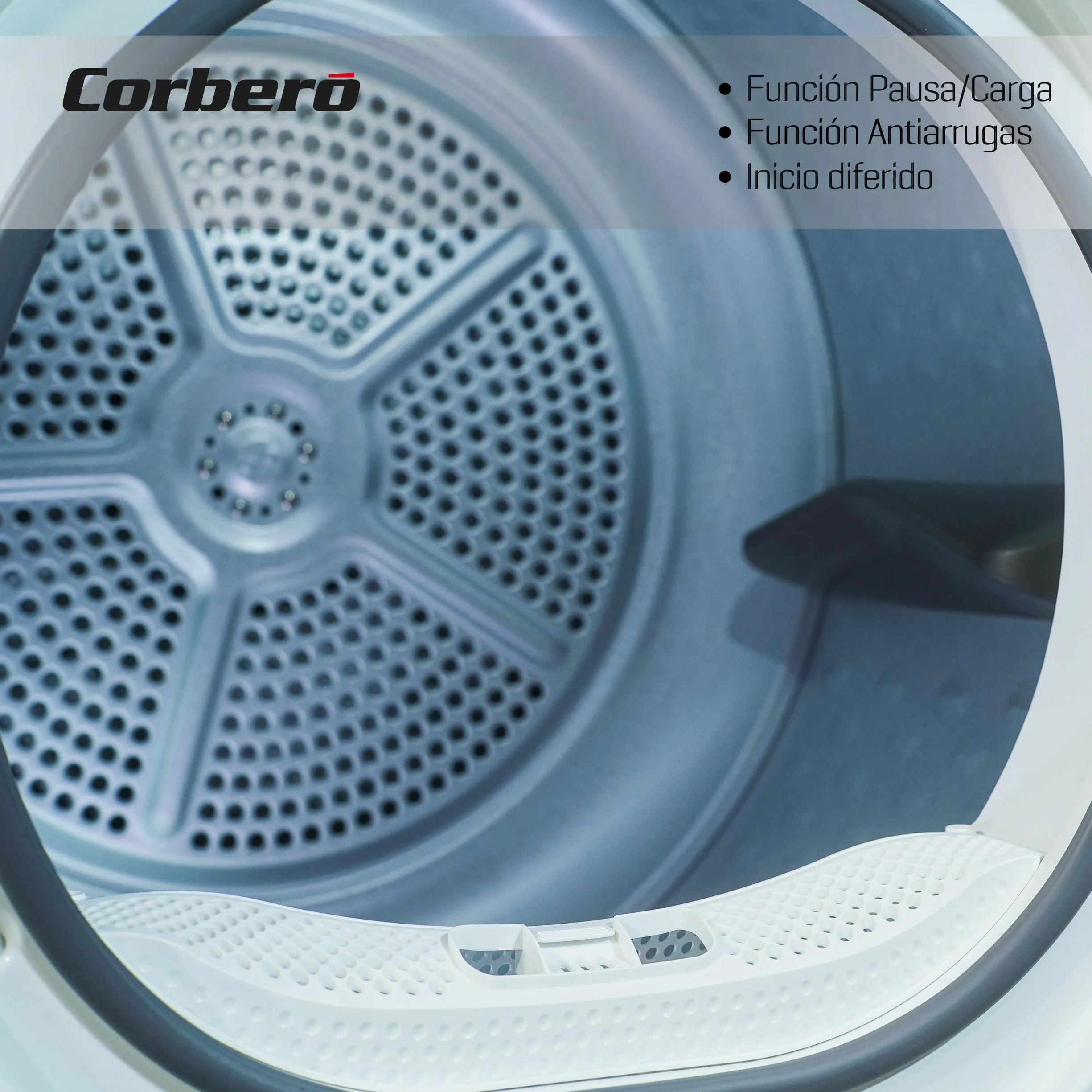 Corberó - Secadora Carga Frontal | CSBCM810W | 8 Kg | Bomba de Calor | Display LED | 16 Programas | Inicio Diferido | Función Inicio/Pausa | Antiarrugas | 65dB | Blanco