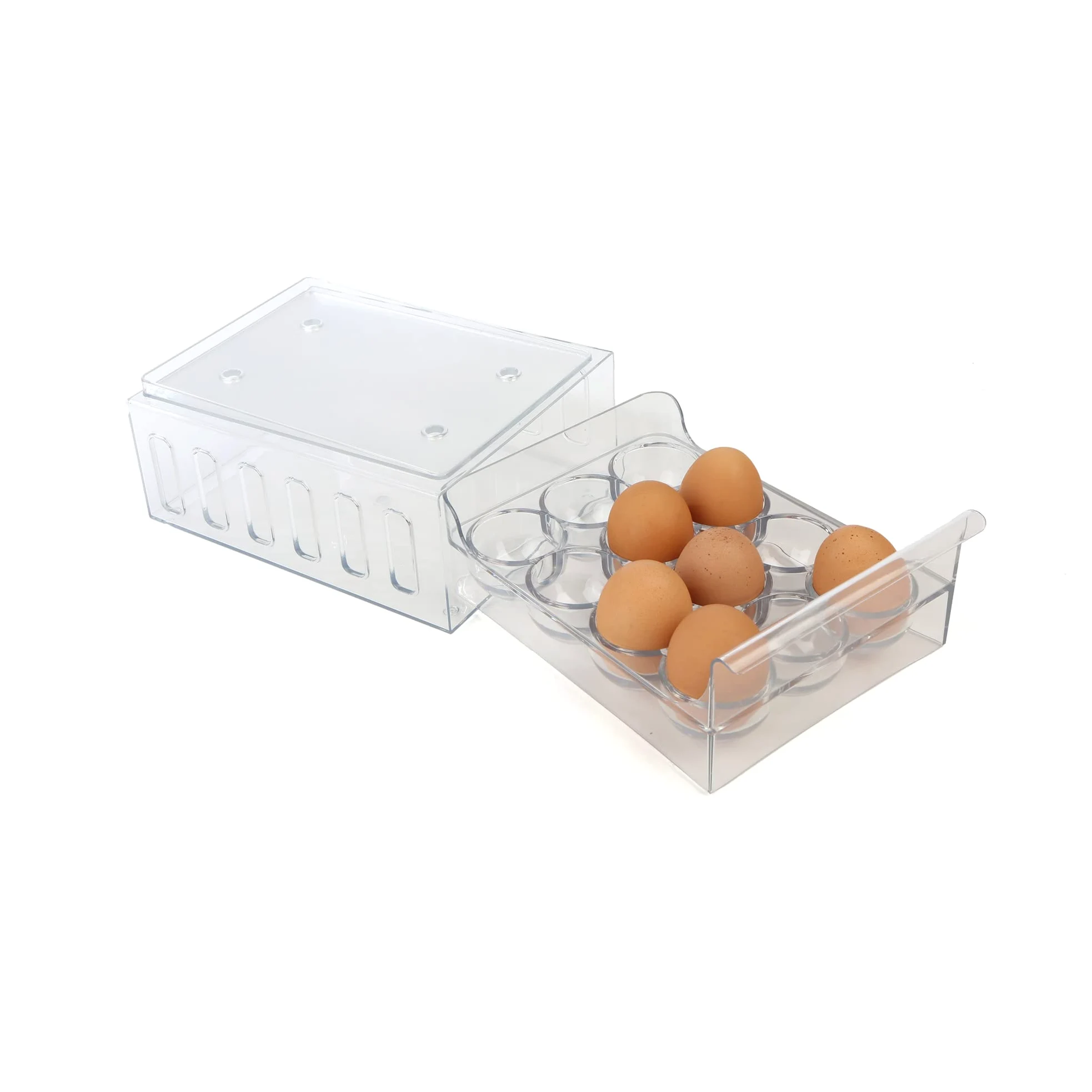 Mind Reader STEGG12-CLR - Cajón apilable para almacenamiento de huevos, plástico, transparente