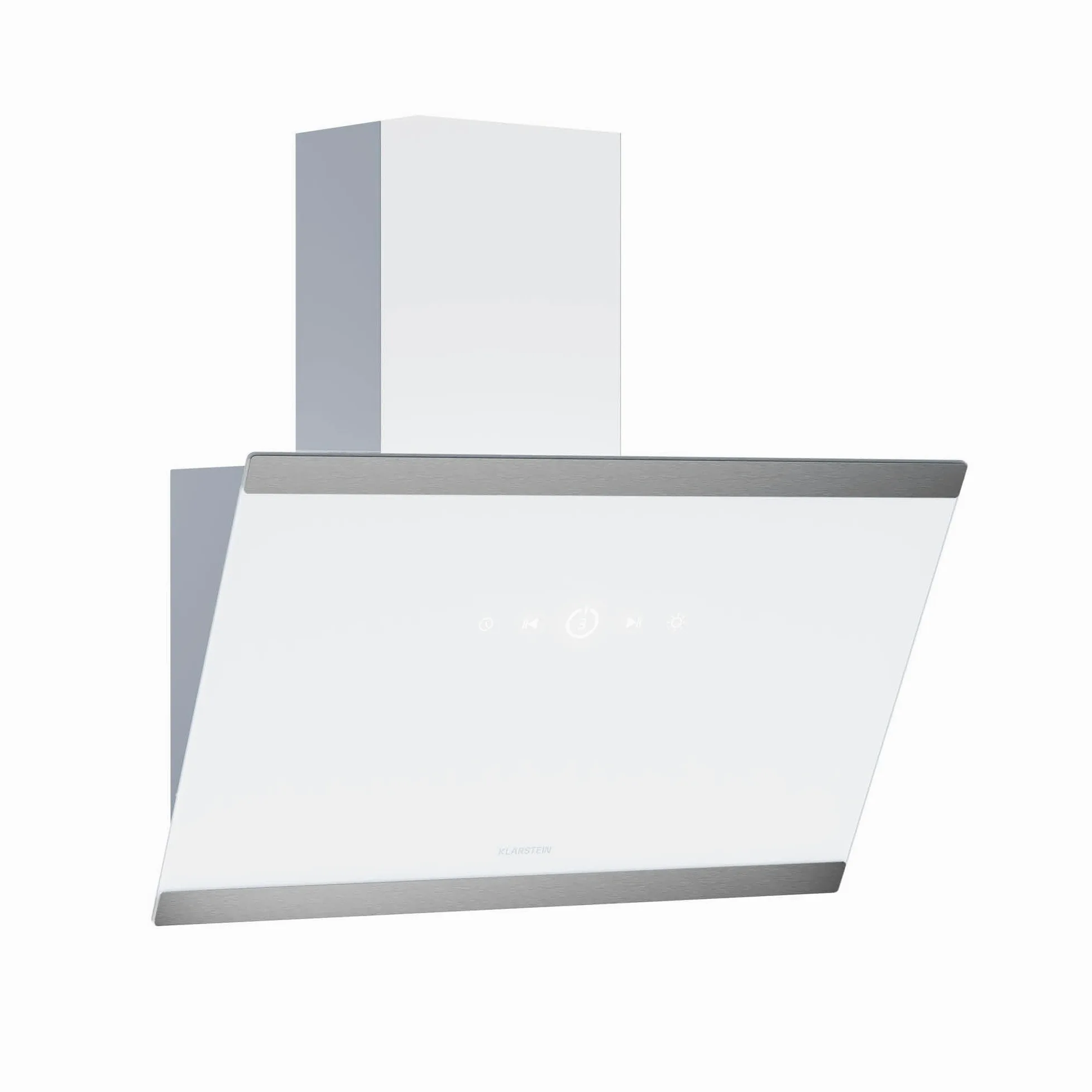 Klarstein FlashLine Campana extractora - 60cm campana cocina decorativa, pantalla táctil, 578 m³/h, a++ eficiencia energética, iluminación led, silenciosa 34,5 db, blanca, conductos & recirculación