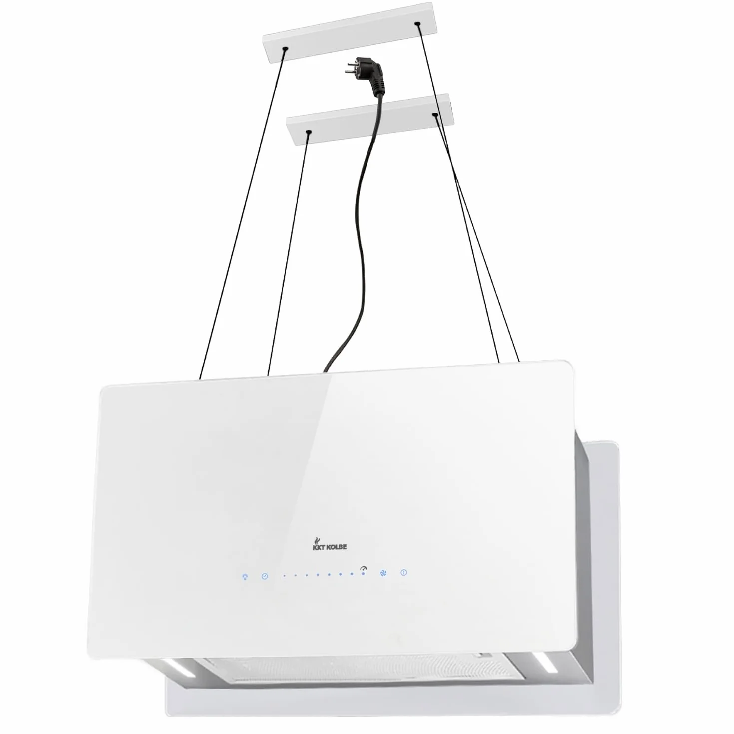 Campana Extractora 60 cm | Campana Isla | acero inoxidable | vidrio bianco | Funcionamiento táctil | CUBE60W