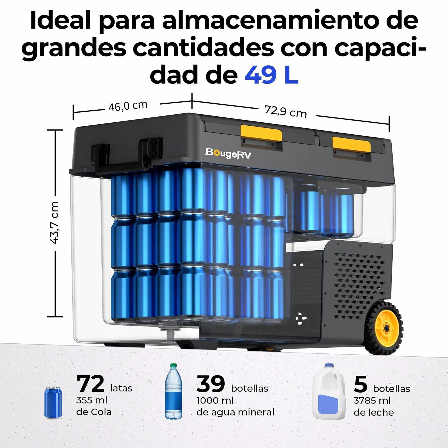 BougeRV CRD2 V2.0 49L Nevera Coche Freezer Doble Puerta Doble Zona Compresor Ruedas Asa 12V 24V 230V Frigorífico Camping Eléctrico App IPX4, -20℃~20℃ (Novedad 2026)