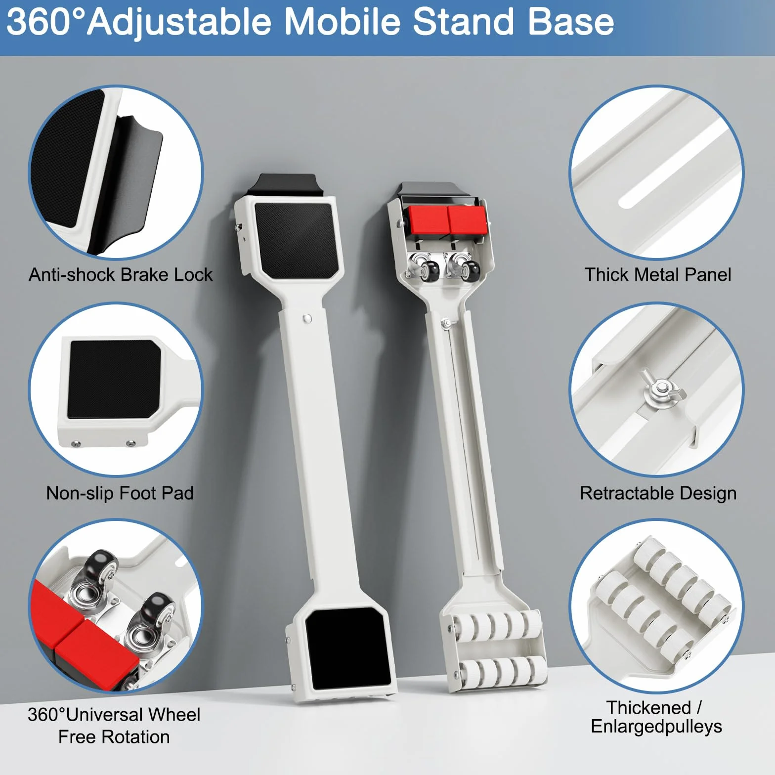CYFIE Base para Lavadora con Freno, Sistema Deslizante Extensible 360° para Lavadora, Secadora, Frigorífico, Carga 300 kg, Blanco