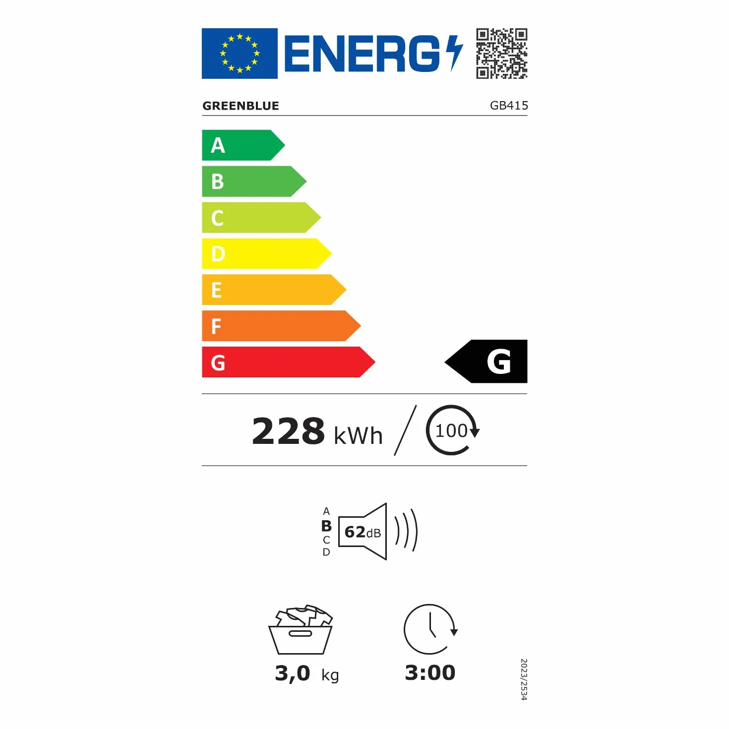 Green Blue GB 415 Secadora eléctrica de Carga frontal, 3 kg de capacidad, Clase C, 5 programas, 830 W Dimensiones compactas 49,5 x 46 x 59,5 cm para espacios reducidos