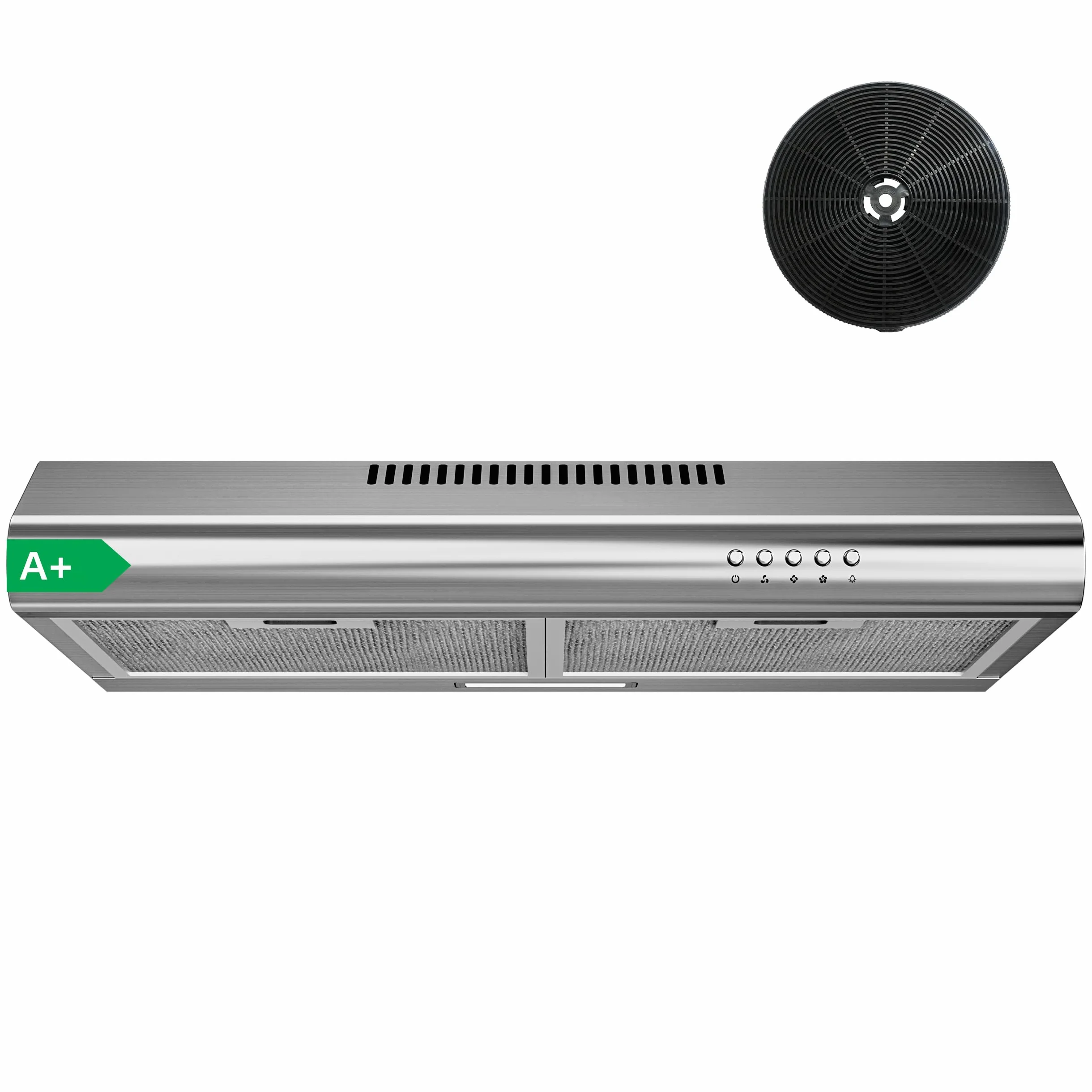 FIREGAS Campana Extractora 60 cm de Acero Inoxidable, 250 m³/h, Motor sin Escobillas, Clase A+, 3 Velocidades, LED 2 W, Extracción o Recirculación