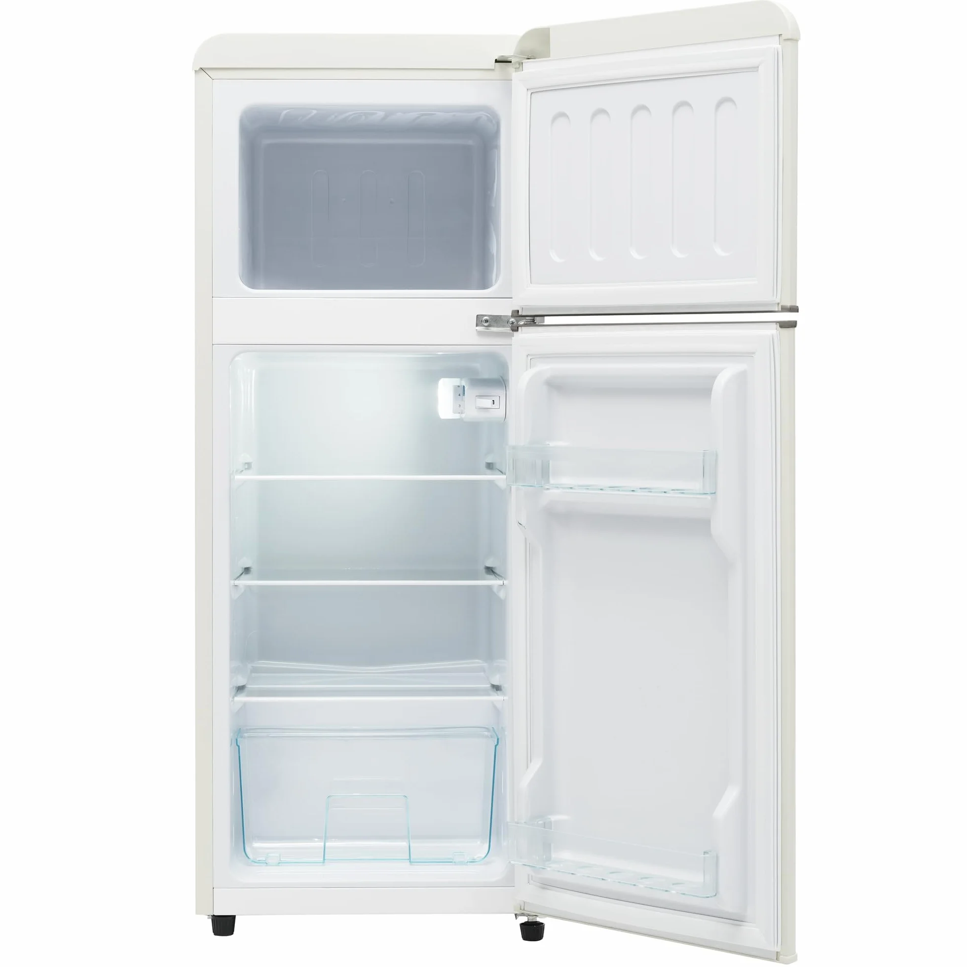 Merax Frigorífico de 2 puertas, 92 litros, congelador 28 l, 105,5 cm de altura, LED, estantes de vidrio ajustables, 116 kWh/año, silencioso 45 dB, compacto y energéticamente eficiente, para cocina