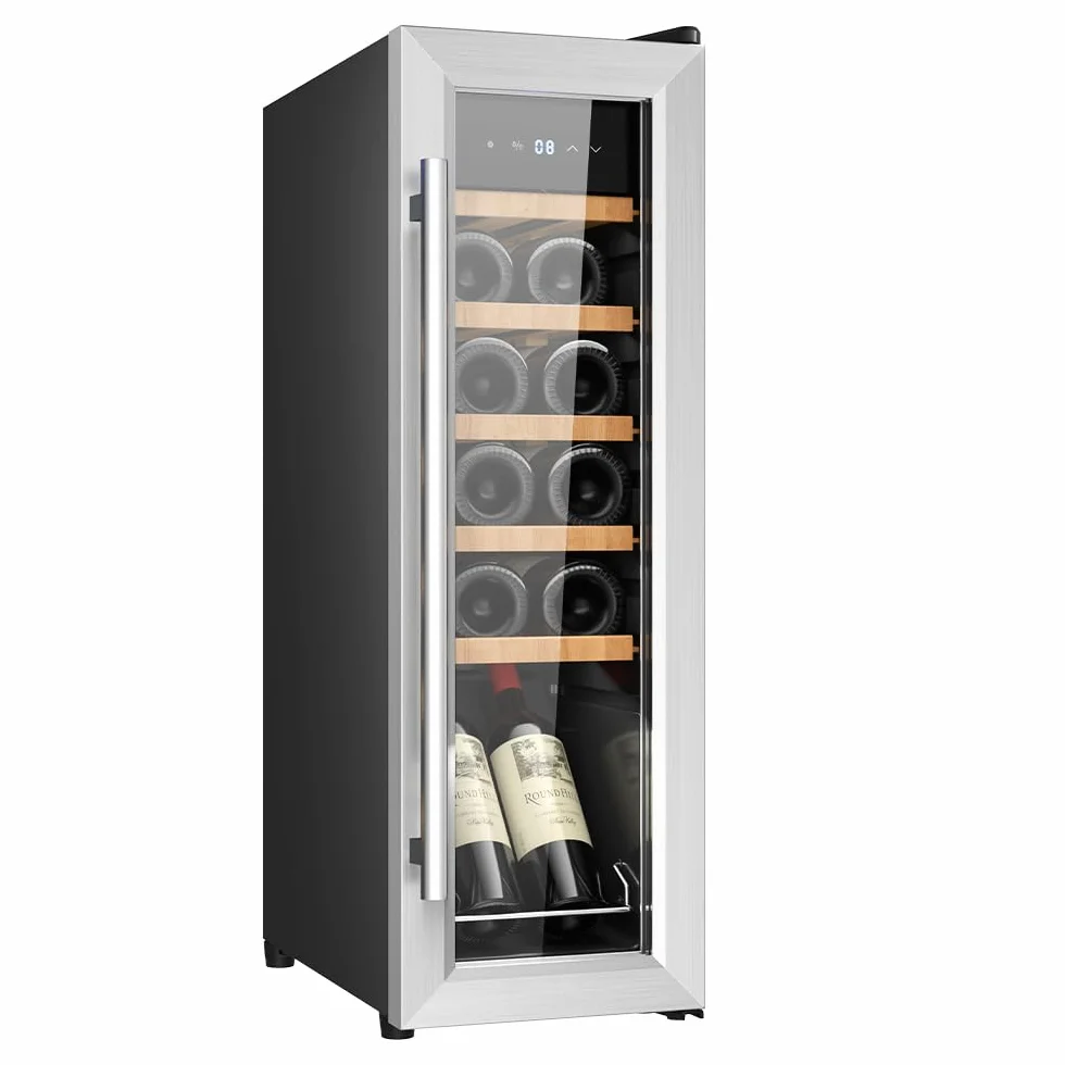 Cecotec Vinoteca 12 Botellas Bolero GrandSommelier 1230 CoolWood Compressor. 32 Litros, Sistema Compresor, Alto Rendimiento, Temperatura Regulable, Luz LED Interior, Control Táctil