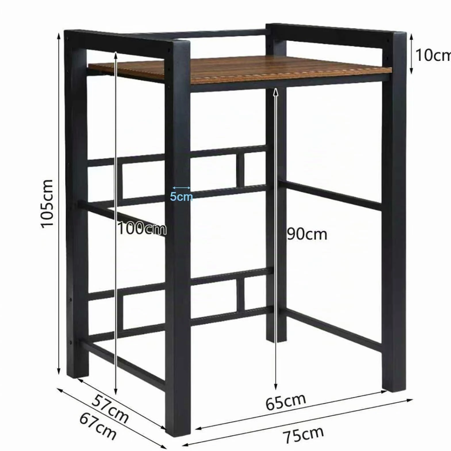 Mueble para Lavadora y Secadora, Soporte Estanteria Torre Lavadora Secadora, Kit de Apilado, Capacidad de Carga 350kg, 75 * 65 * 104cm Negro