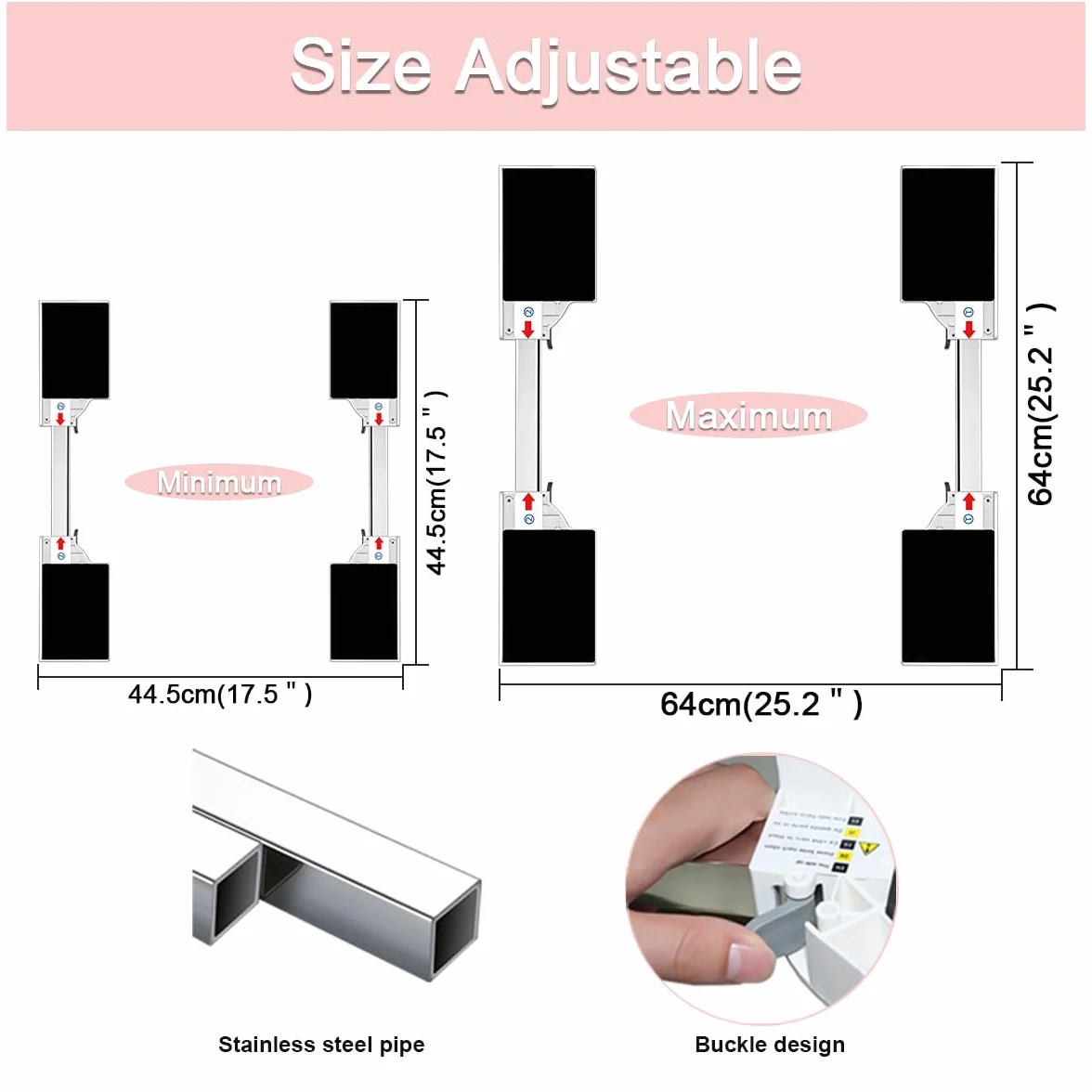 NIUXX Kit Apilado Universal para lavadoras y secadoras, soporte de conexión para lavadoras, Equipado con bridas de nylon y correas de trinquete, tamaño ajustable (45-64 cm)