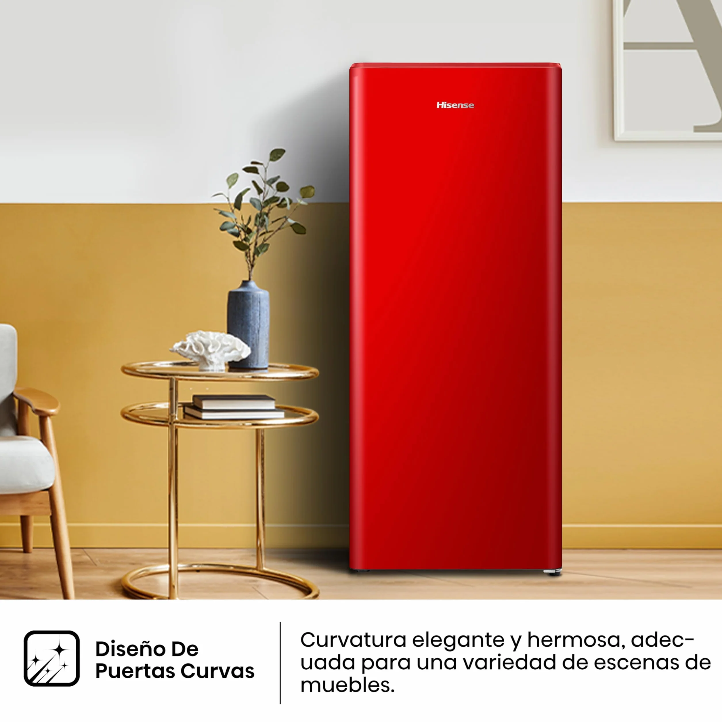 Hisense RR220D4BRE - Frigorífico Una Puerta, Congelador Freeze Zone, 165 L de capacidad, 128 cm alto, Class E, Botellero, Cycle Defrost (Cíclico), Cajón Frutas Y Verduras, Color Rojo