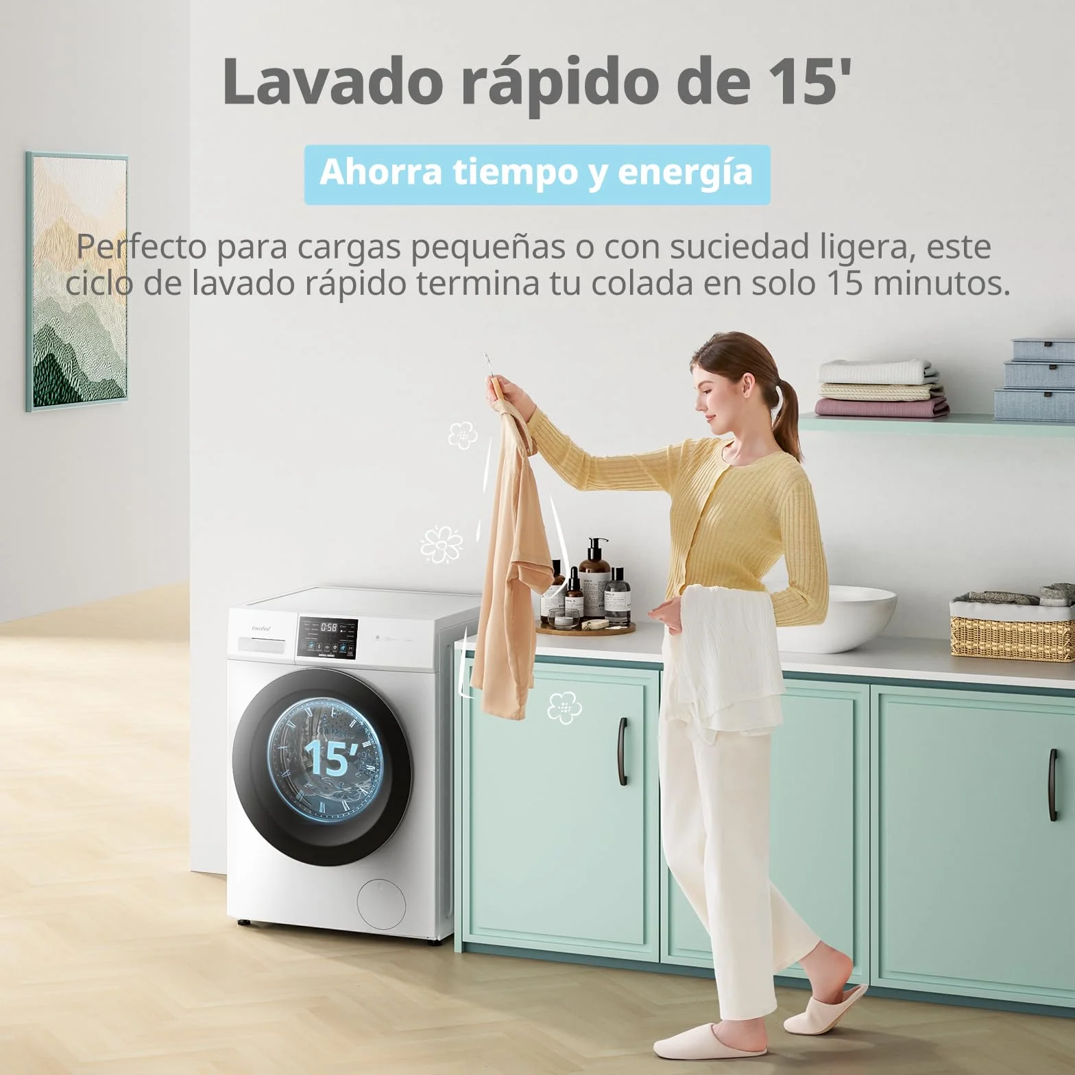 COMFEE' CFP03EW100W-HL Lavadora 10 kg Carga Frontal Clase A Vapor Motor BLDC Panel Táctil Blanco