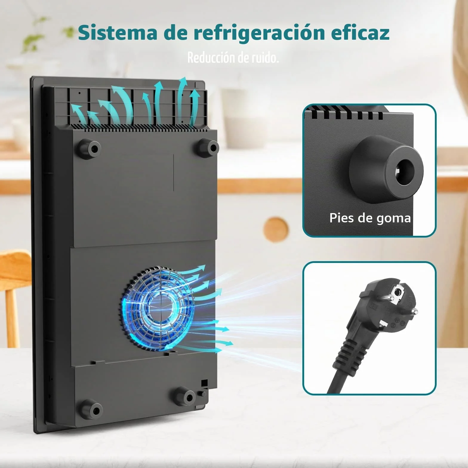 IsEasy - Placa de inducción con 2 luces empotrables, mesa de cocción eléctrica de 3400 W, 2 Boosters, temporizador, zonas flexibles, parada de coche, cerradura infantil, color negro