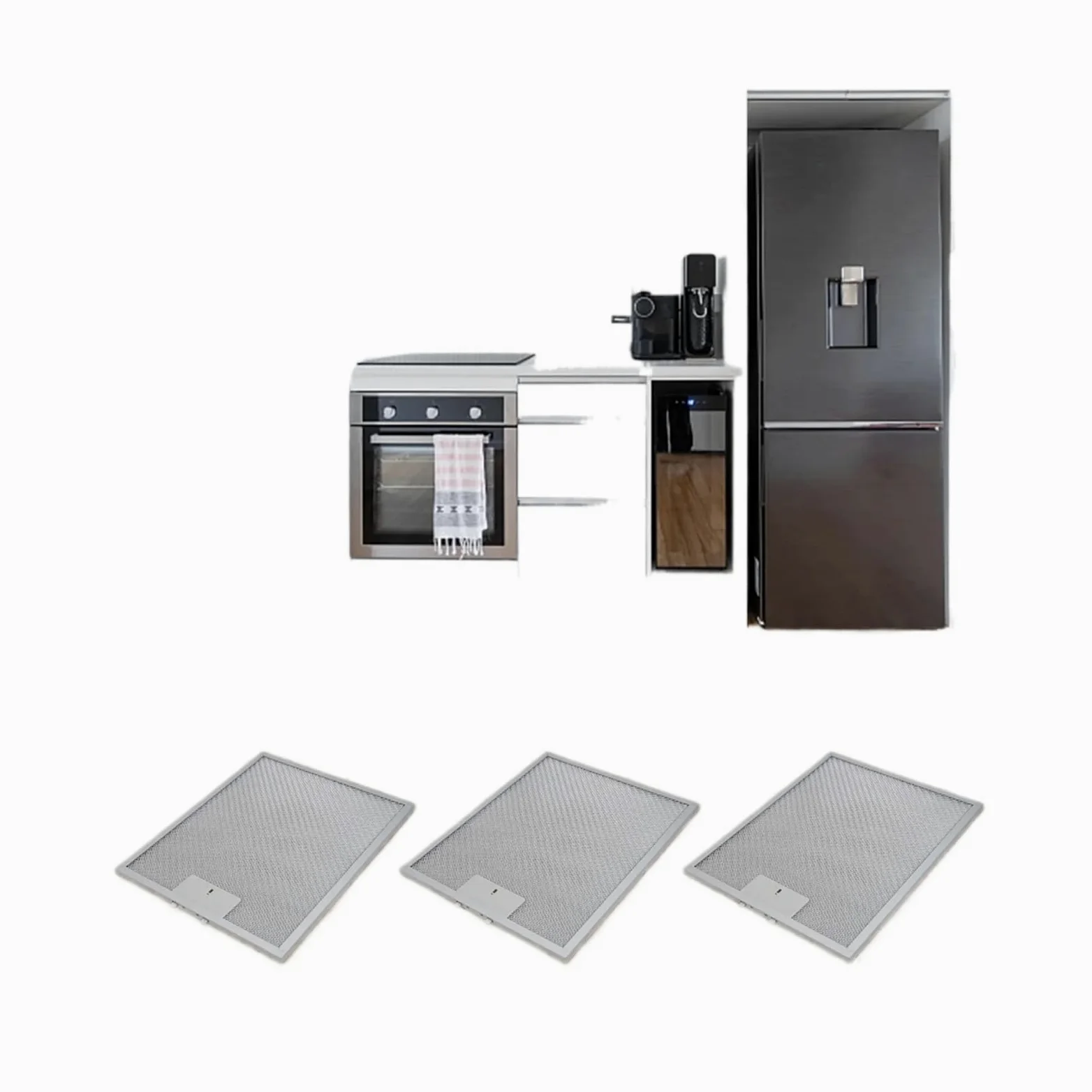 Filtro de aluminio for campana extractora, extractor de malla metálica, 340x280mm, Compatible con D6900HASS2, D6900SS-2 CP750SS, 3 uds.