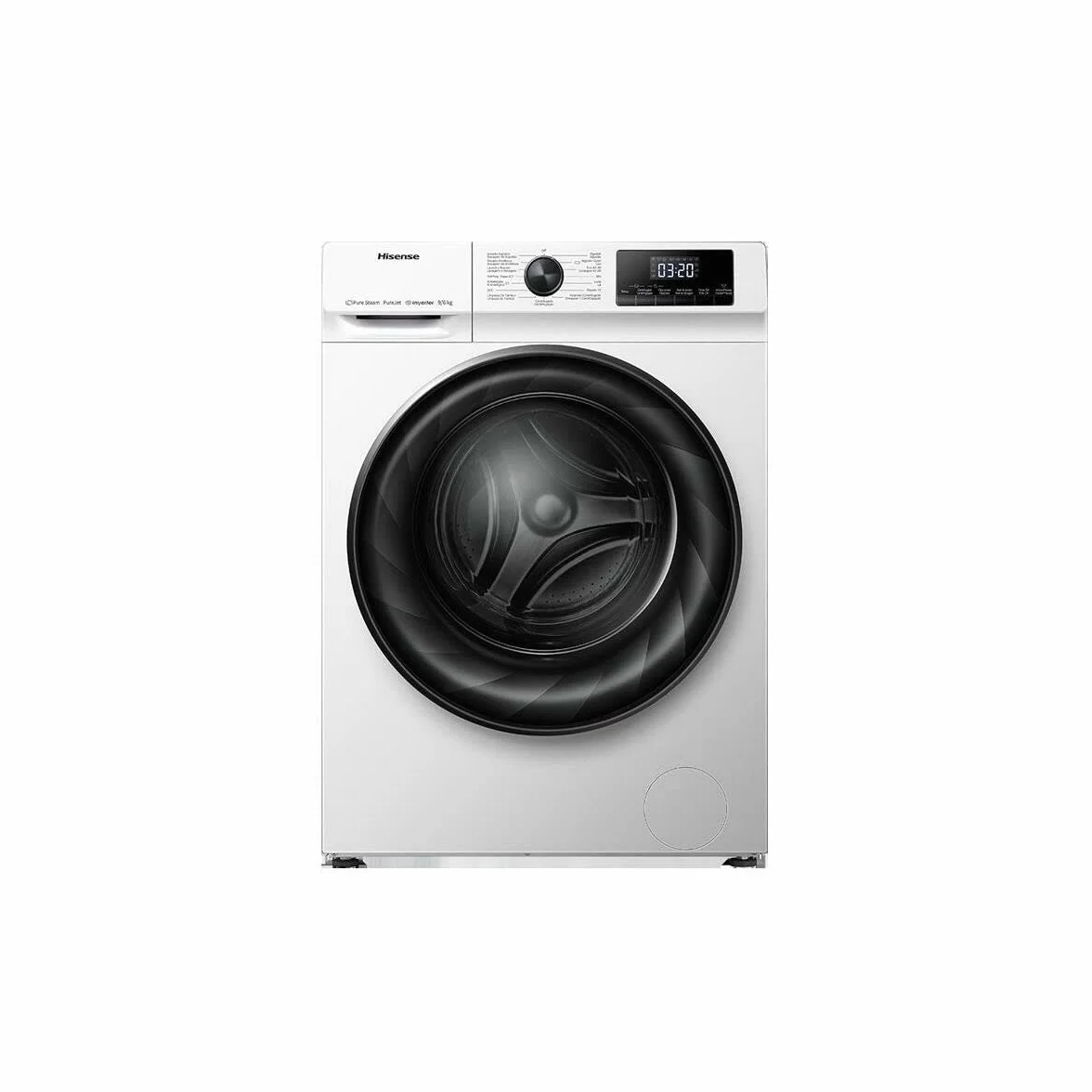 Hisense WDQY901428VJM - Lavadora Secadora 2 en 1 con Vapor, Carga Frontal 9 Kg Lavado, 6 Kg de Secado, 1400 rpm, Motor Eficiente Inverter, Sistema Antibalanceo, Puerta XL, Gran Display LED
