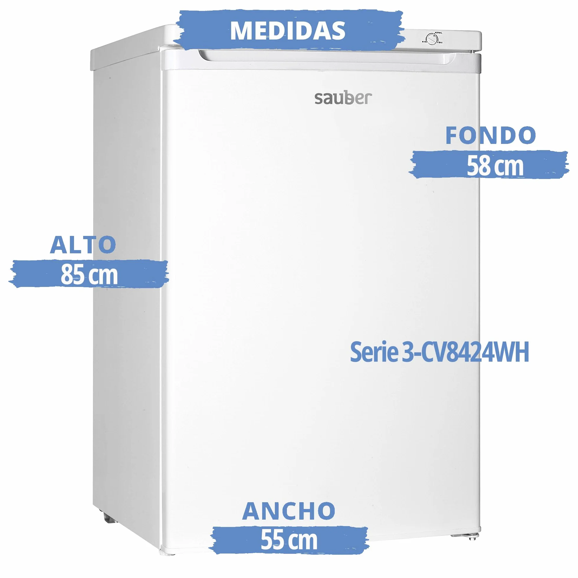 Sauber Congelador Vertical SERIE 3-CV84 24WH 4 Cajones Eficiencia Energética E 85x55 cm ENCIMERA