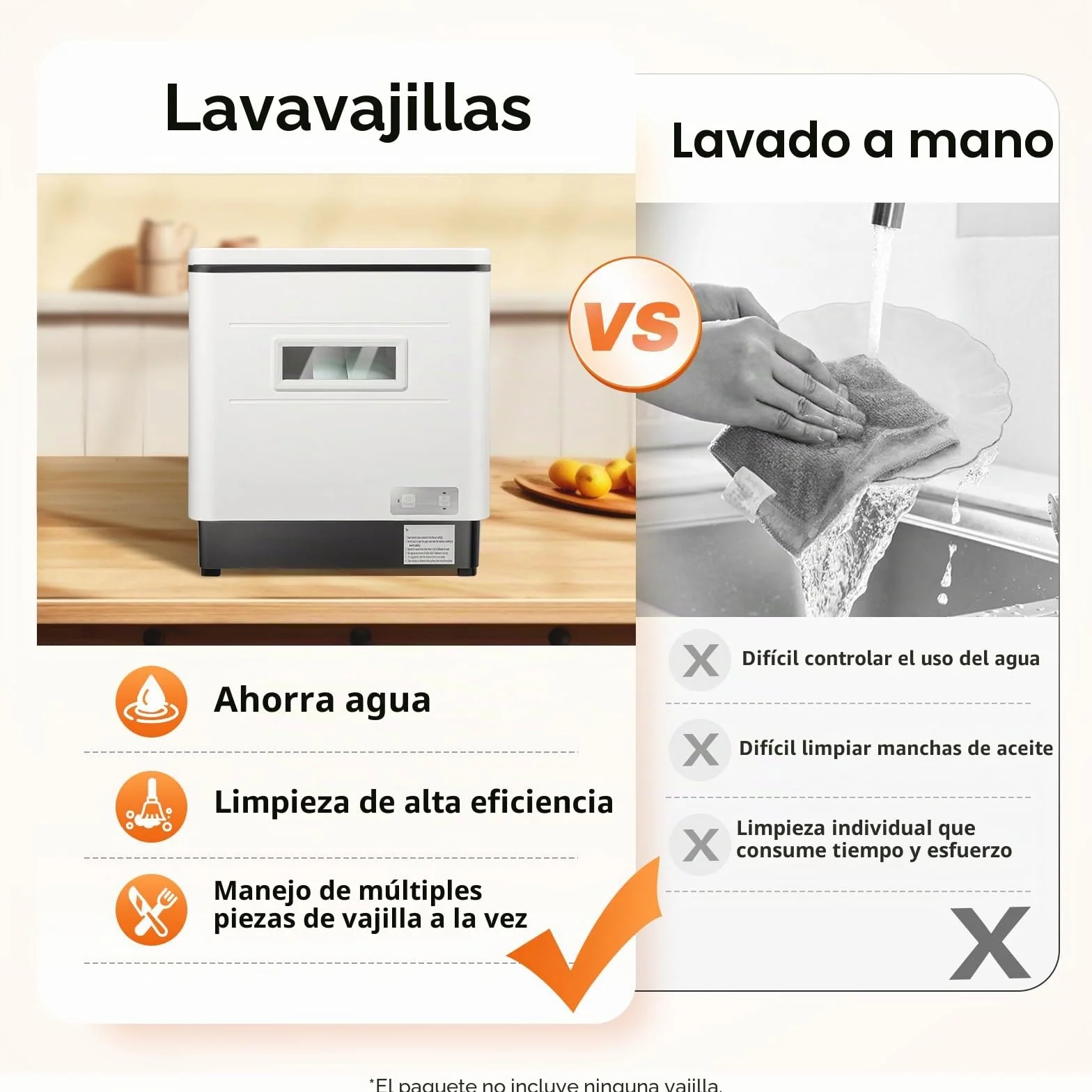 Mini lavavajillas de mesa blanco, 6 juegos de vajilla de capacidad, 55 dB silencioso, compacto con programa rápido y modo ECO, sin montaje, ideal para cocina/autocaravana
