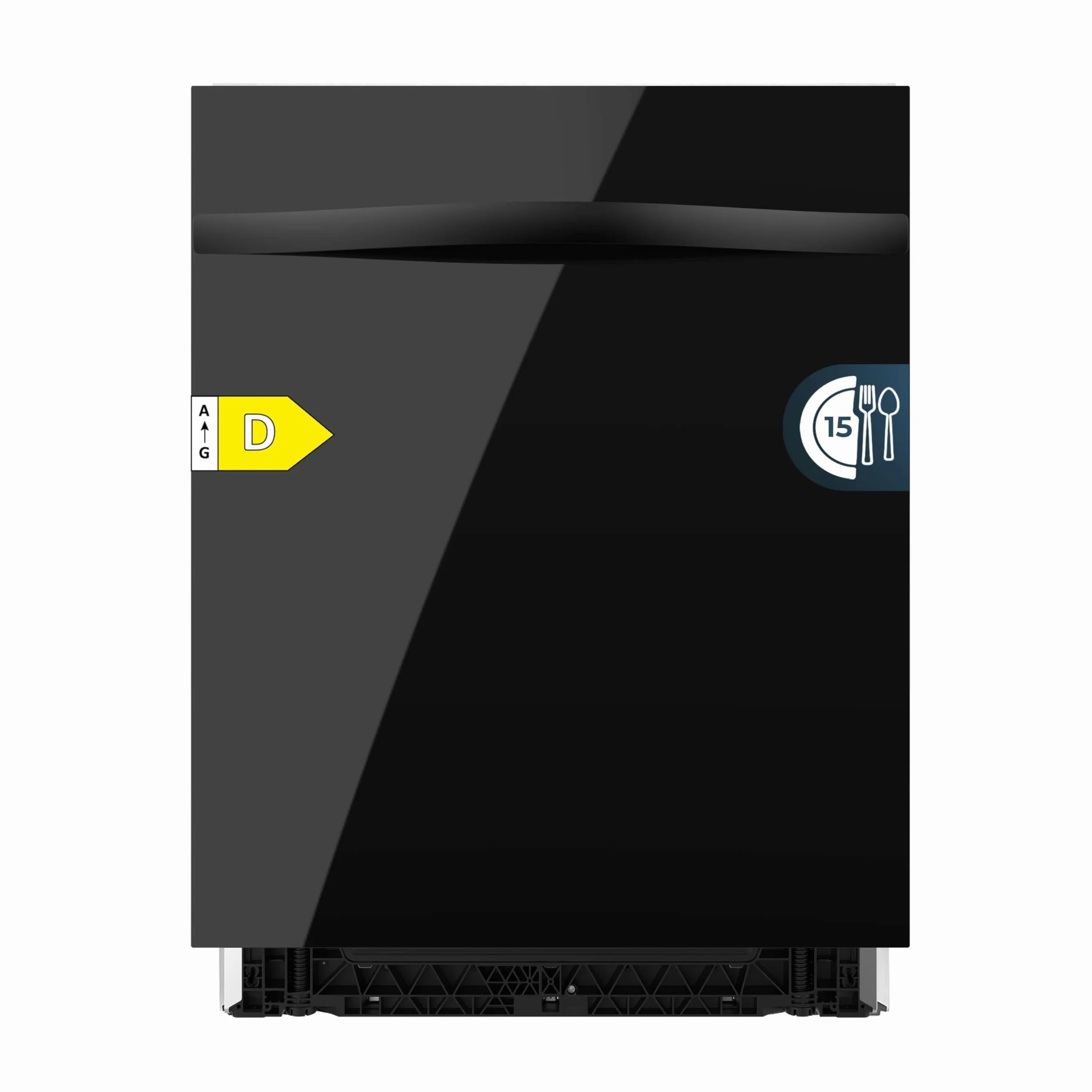 Cecotec Lavavajillas Integrable 60cm Bolero Aguazero 6320 Full-BI Black Glass D. 1900W, 15 Cubiertos, 8 Programas, Pantalla FullColor, Smart Wash, Turbo Dry+, AutoClean, Dual Zone Wash