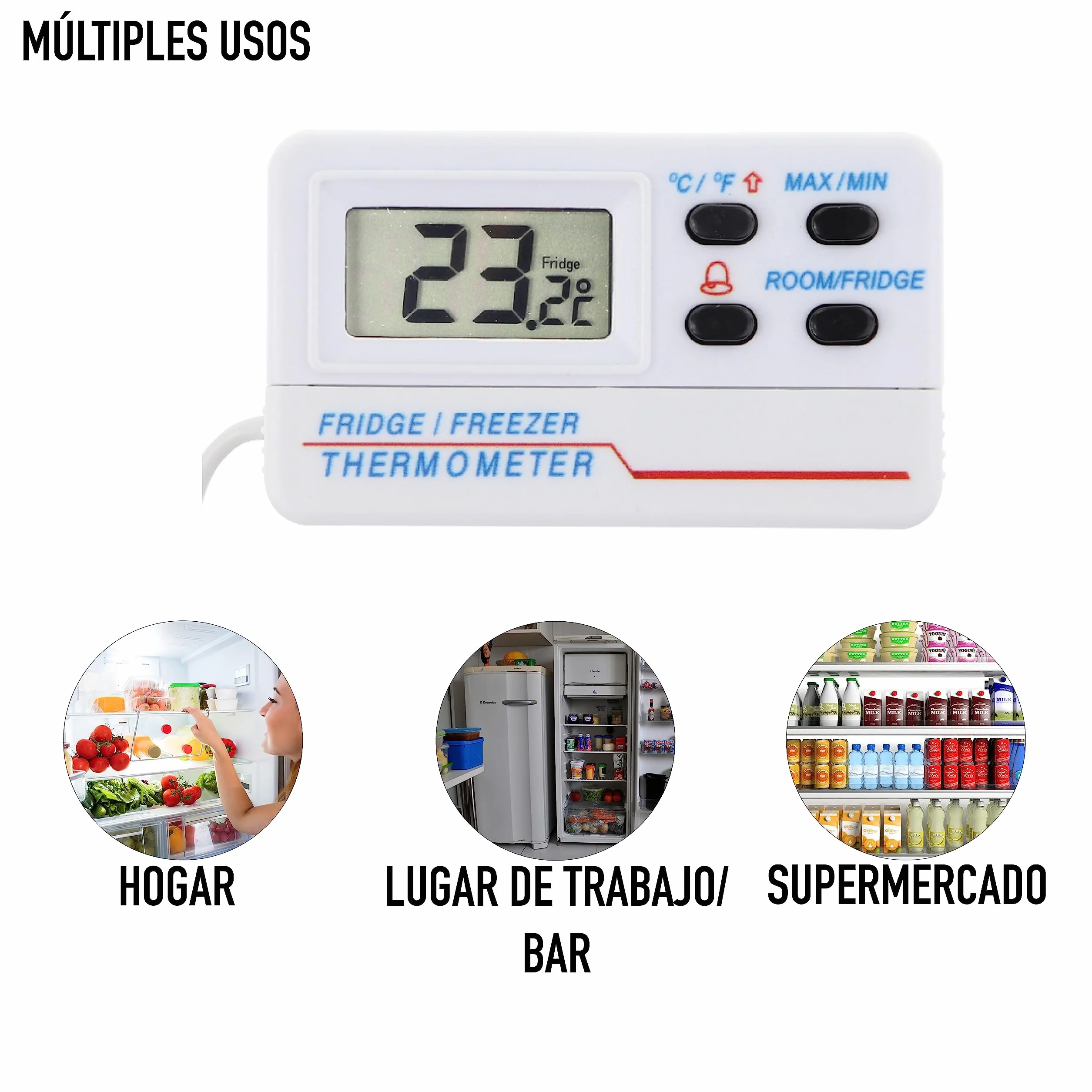 Termómetro digital calibrado para nevera y congelador con certificado de calibración trazable de 2 puntos