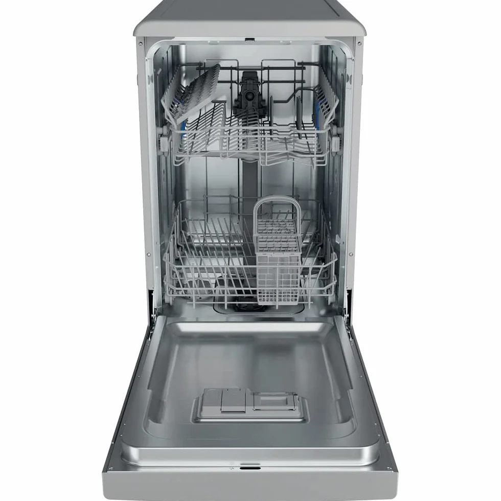 Indesit DSFE 1B10 S lavavajilla Independiente 10 cubiertos A+ - Lavavajillas (Independiente, Plata, Estrecho (45 cm), Plata, Botones, Giratorio, 1,3 m)