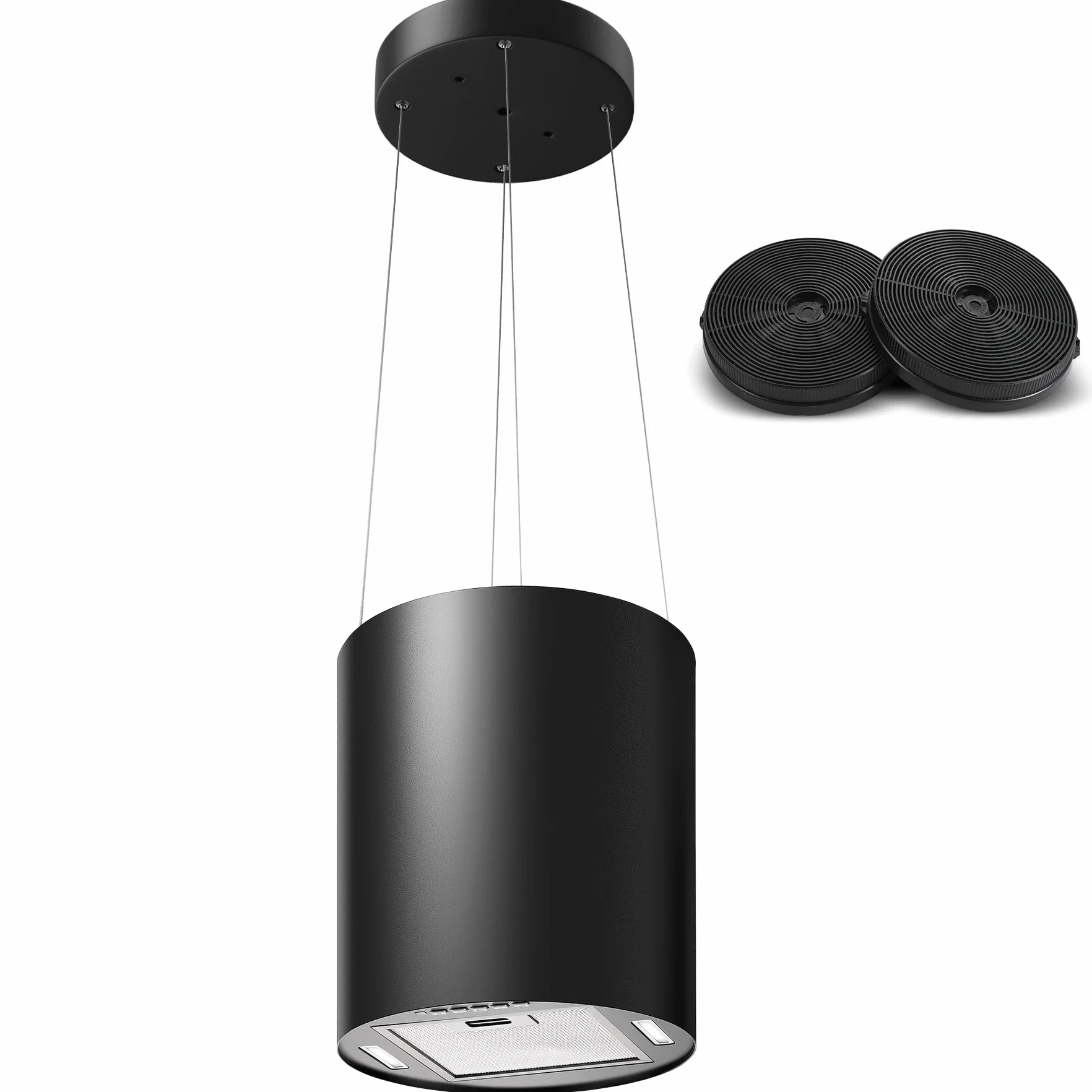 SNDOAS Hotte Aspirante, Hotte Suspendue 35cm avec 2 Filtres à Charbon, Débit d'Air Puissant 700 m³/h, 3 Vitesses, Arrêt Retardé (5 minutes), Éclairage LED, Noire