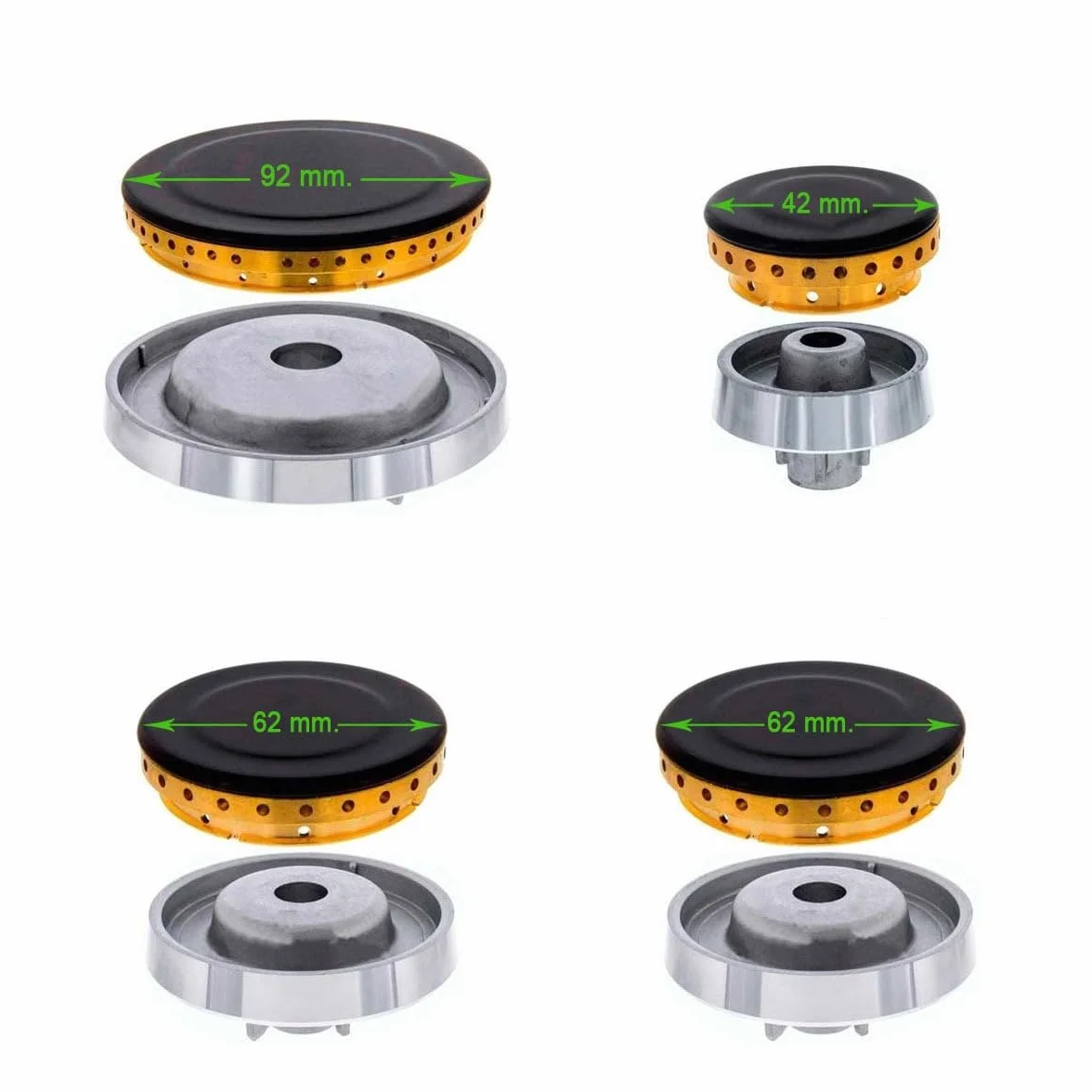 Conjunto 4 quemadores/fuegos con base compatible con cocina de gas Teka, Fagor, Balay