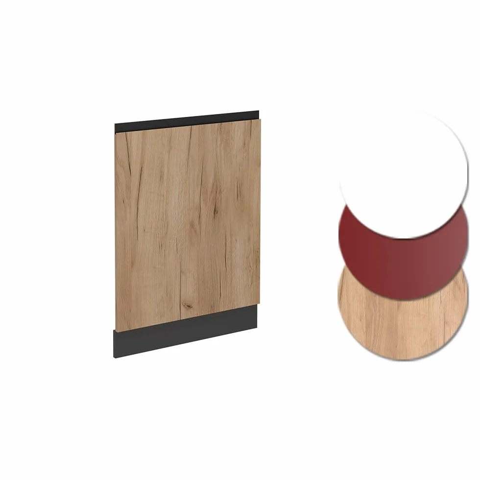 Vicco Panel Frontal del lavavajillas R-Line, Roble Dorado, 60 cm J-Shape sin encimera, para combinación Libre Dentro de Sistemas de Cocina modulares