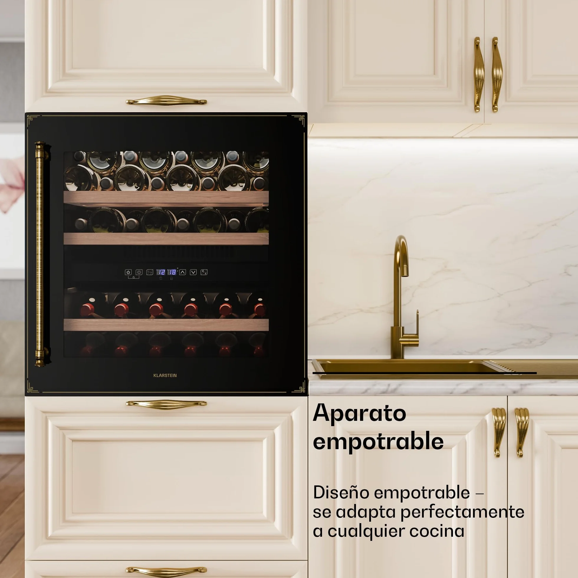 Klarstein Vinsider Victoria 36 Vinoteca - 36 Botellas, 2 Zonas, 5-22°C, Control Táctil, Iluminación LED, Protección UV, Integrado, Negro