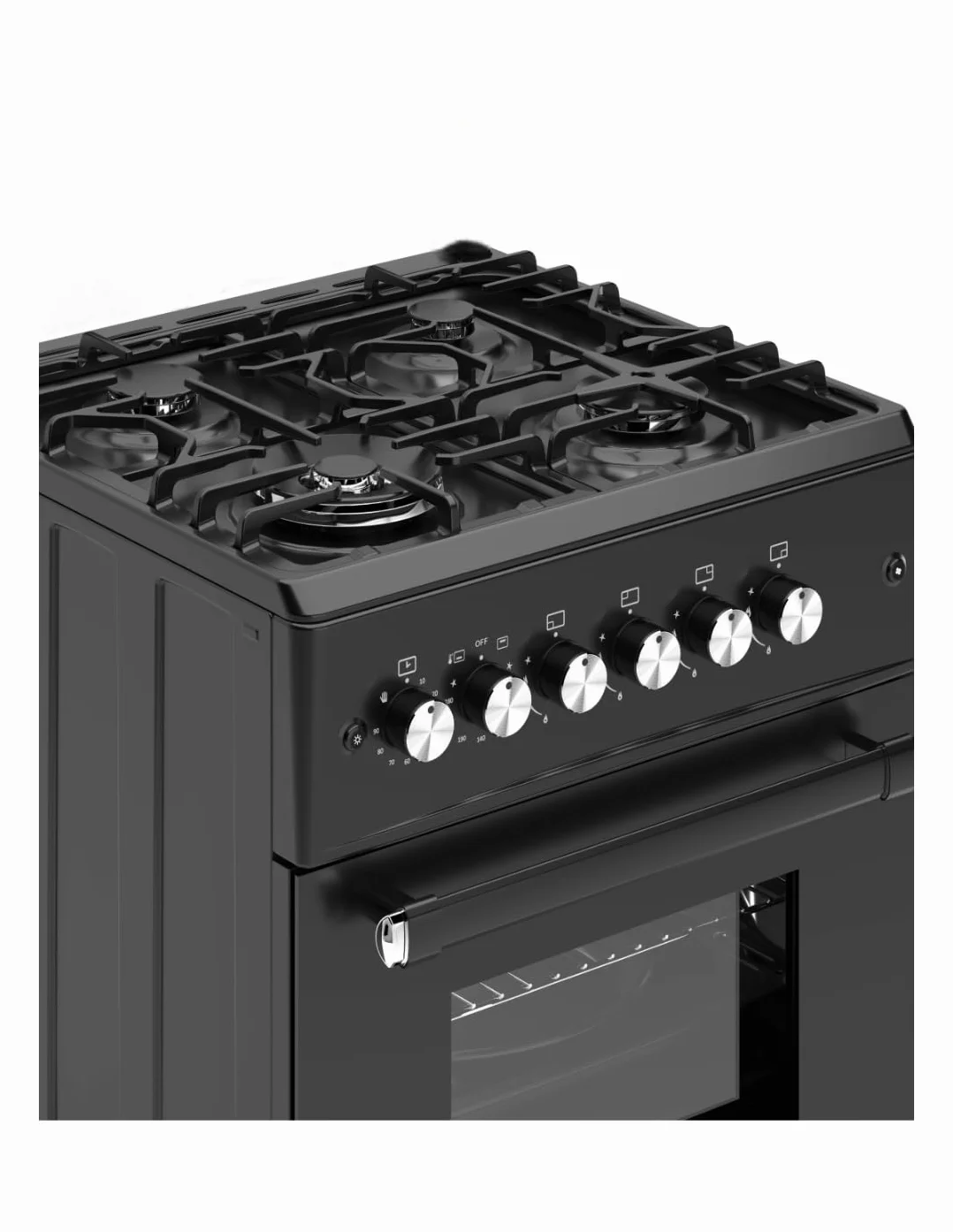 ALPHA Cocina de Gas VULCANO ELITE-60 Negro Mate. Encendido Automático, Wok.
