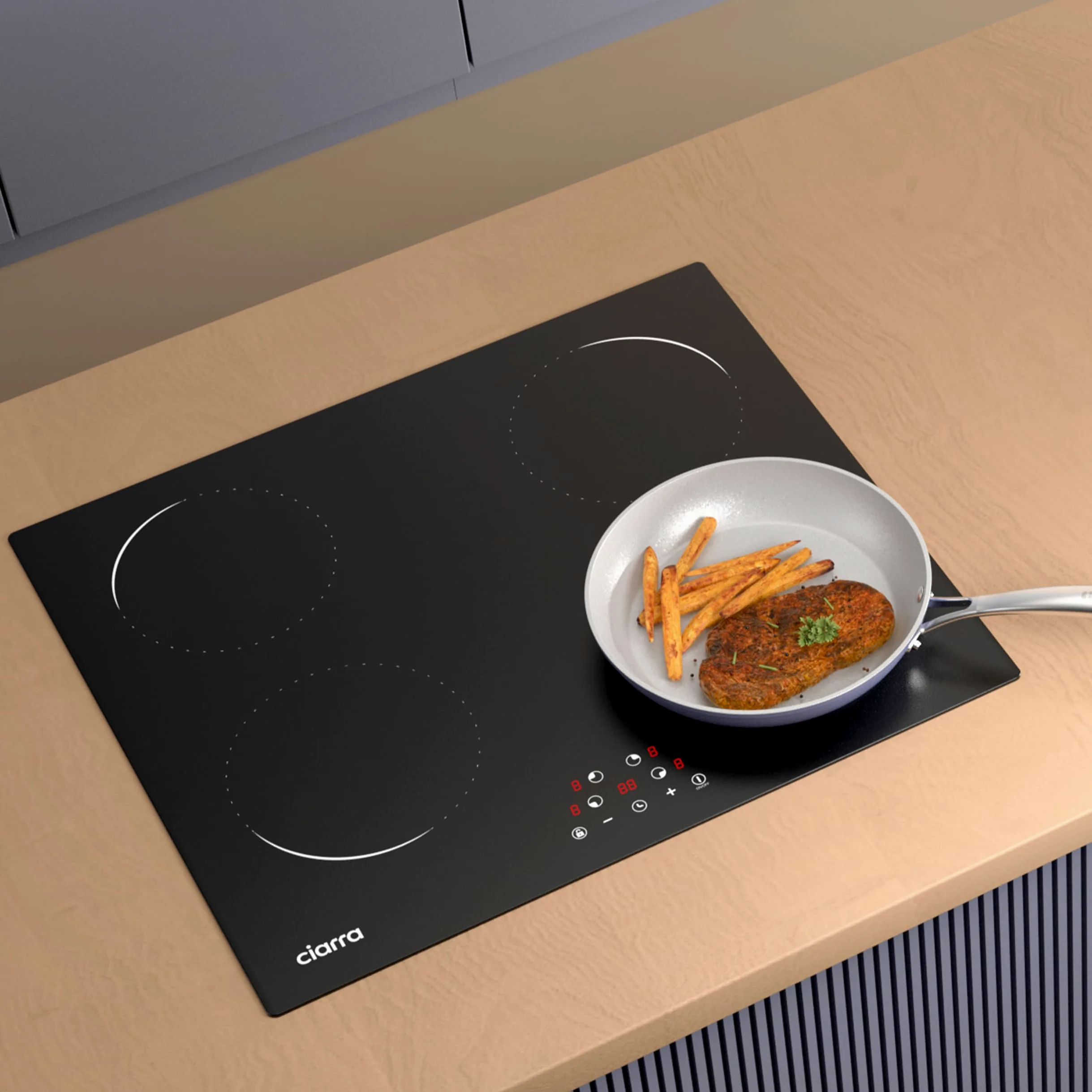 Ciarra Placa Vitroceramica Induccion 4 Fuegos 6000W 60cm, AWBBIH4-C | 9 Niveles,Temporizador, Bloqueo Infantil, Control Táctil, Indicador Calor Residual