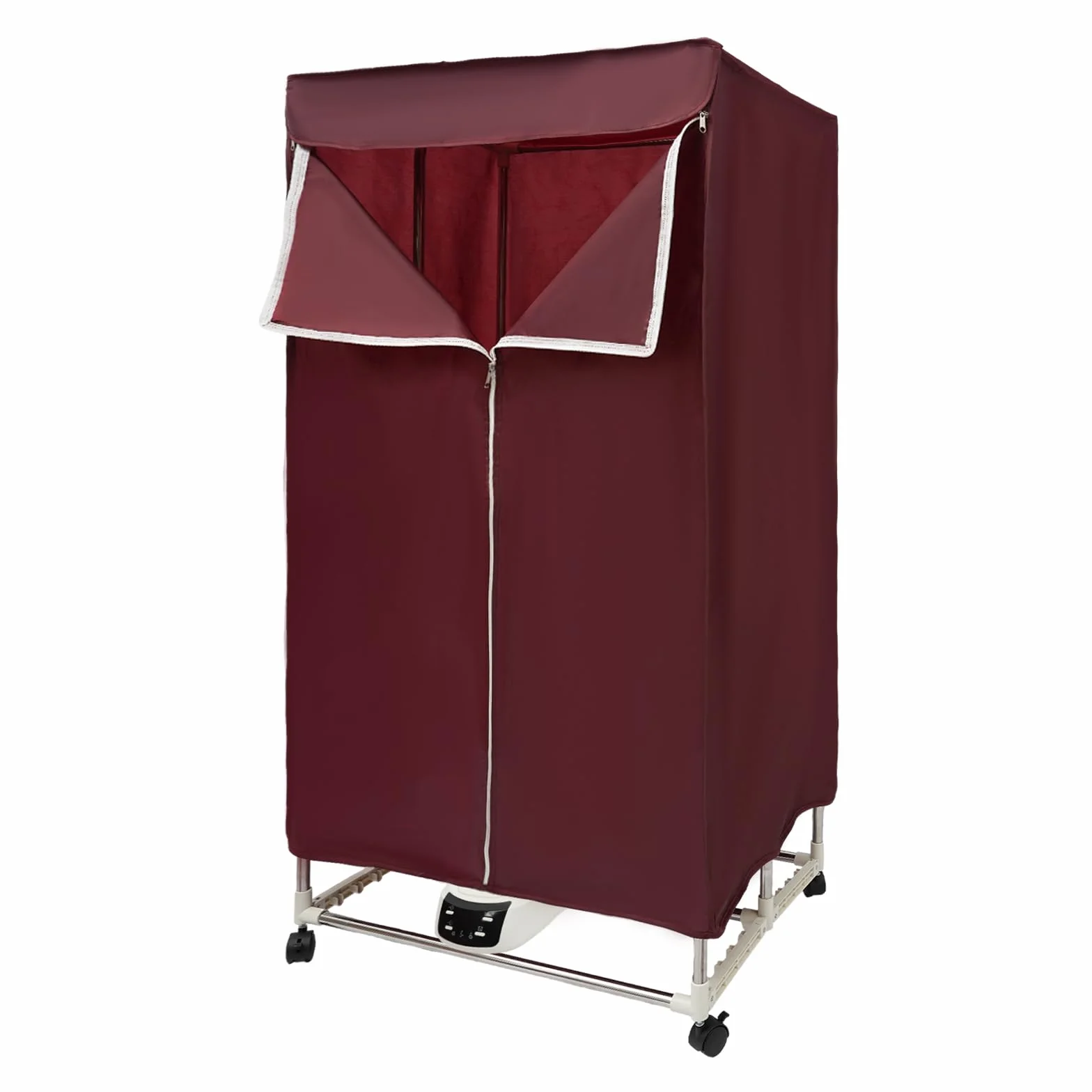 Secadora eléctrica de 1500 W, armario portátil, secadora de aire caliente, máquina de secado plegable con mando a distancia y temporizador, diseño de doble capa, para el hogar (rojo)