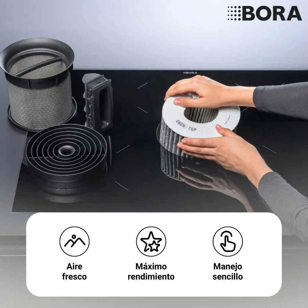 BORA PUAKF Filtro de carbón activo original para extractor PURE (PURU/PUXU), Filtro de campana de repuesto, Filtro de recirculación de aire