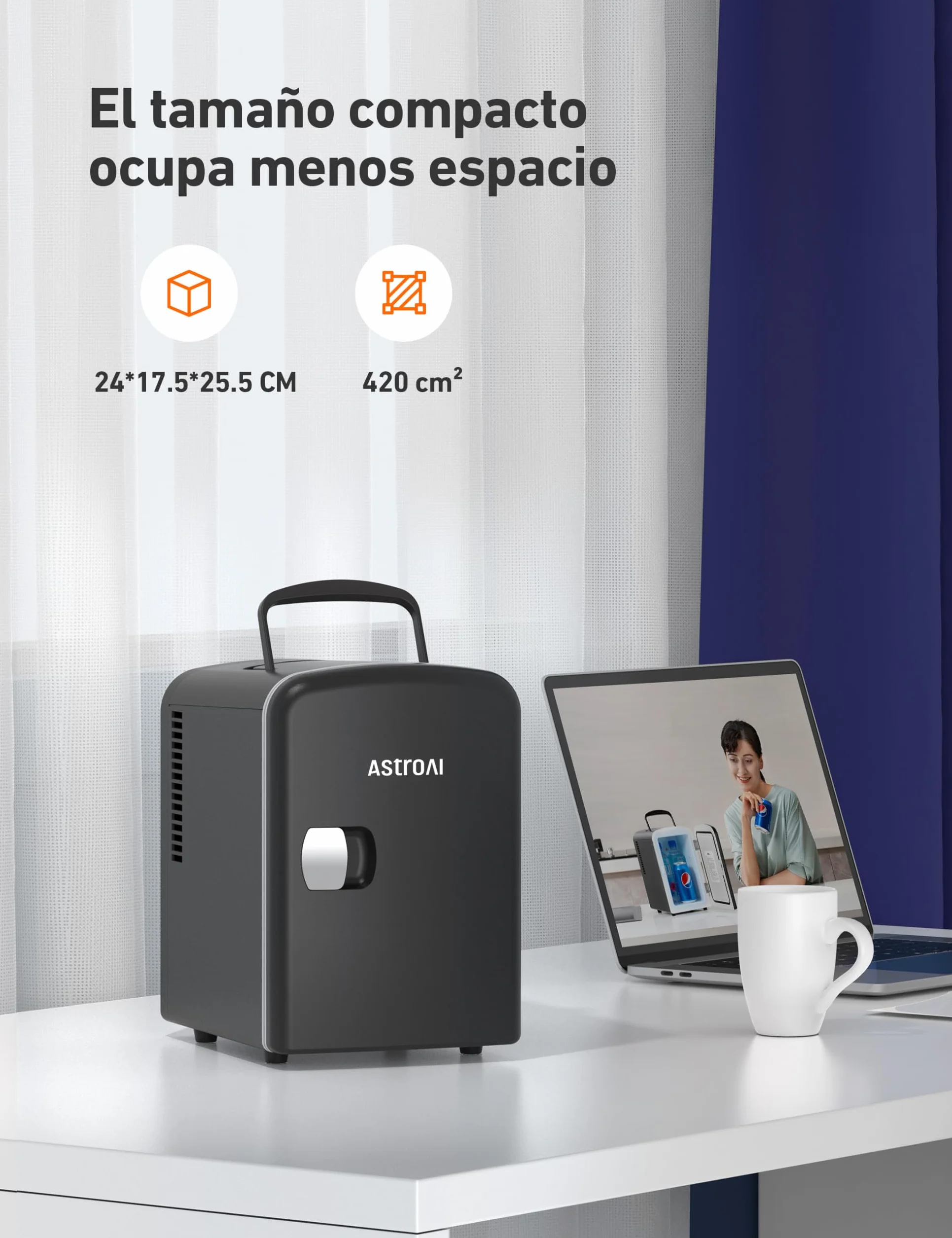 AstroAI Nevera Pequeña Portátil, Mini Nevera con el Volumen de 4 Litros, Frigorificos Pequeños, Mini Frigorífico Para Coche, Dormitorio, Bebidas, Cosméticos y etc. (Negro)