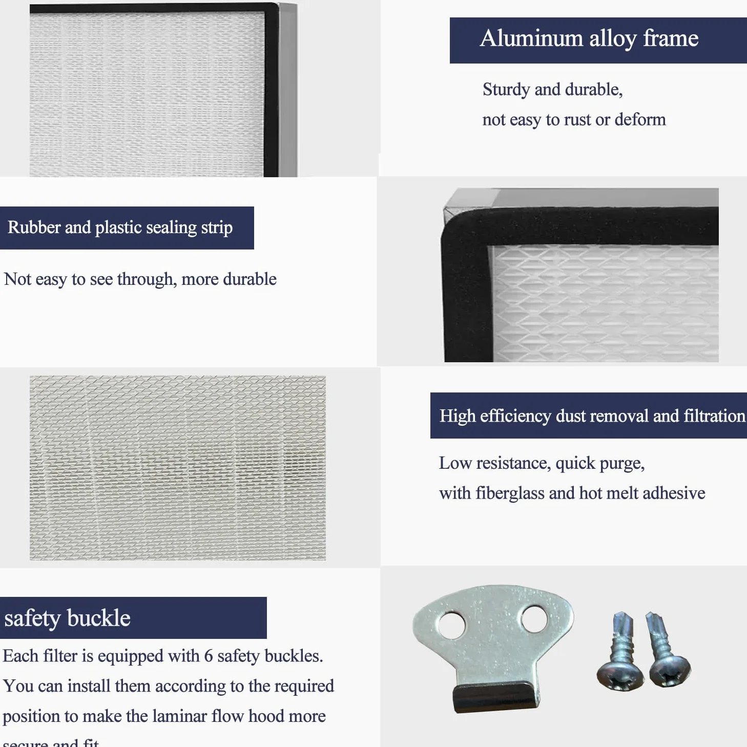 FFU, HEPA H14 Kit de repuesto de filtro de campana de flujo laminar, 1 pieza, unidad de filtro de ventilador actualizada compatible con campana de flujo laminar FFU de 22.6 x 22.6 pulgadas,