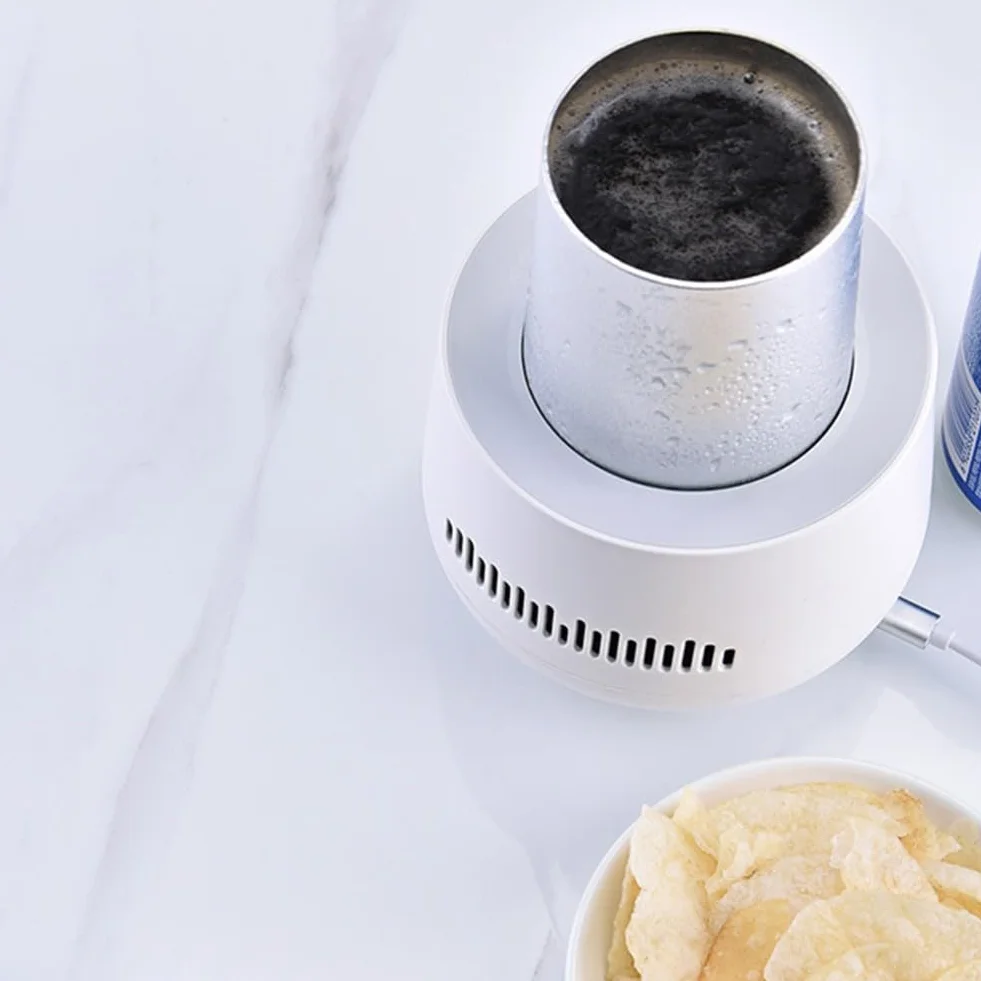 Taza de refrigeración y enfriador de tazas para oficina y hogar, uso en escritorio, para agua, leche, vino, cerveza, cola, latas, bebidas, viajes, disfruta de bebidas frías en cualquier lugar