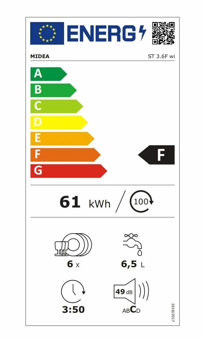 Midea Lavavajillas Pequeño Blanco 55 cm para 5 servicios - Lavavajillas Compacto y Portatil sin Instalación - Lavaplatos, 6 Programas, Filtro Antibacterias