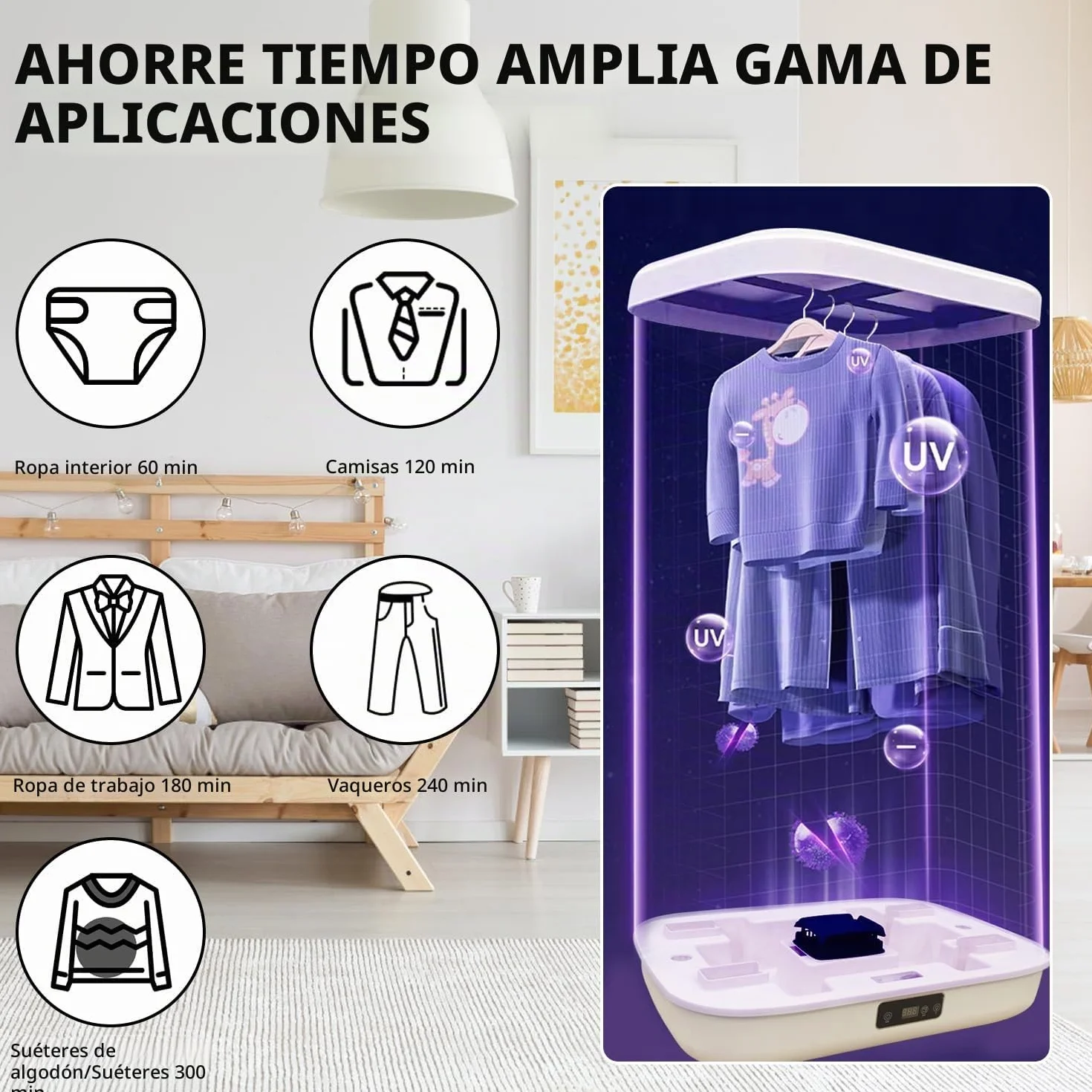 Máquina Automática para Planchar y Doblar, Planchadora Y Dobladora Automática, Temporizador Inteligente Secado De Ropa con Control Remoto, Secadora (220 V) 3 en 1 para Ropa