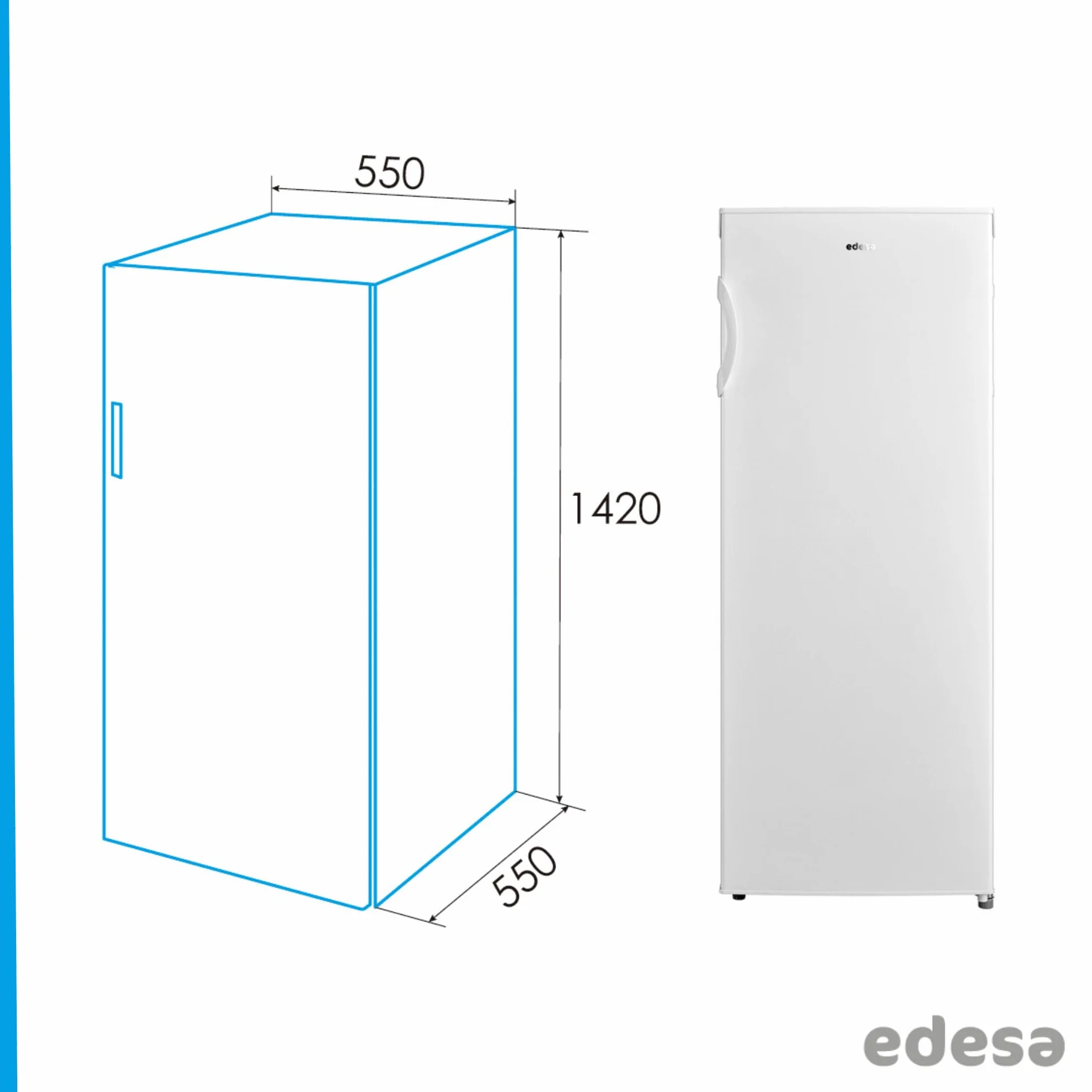 CATA CONGELADOR EZS-1412 WH/A Sin Escarcha Capacidad Neta 160L Consumo Eléctrico 183 KW/Año Puerta Reversible Eficiencia Energética E Luz LED Color Blanco