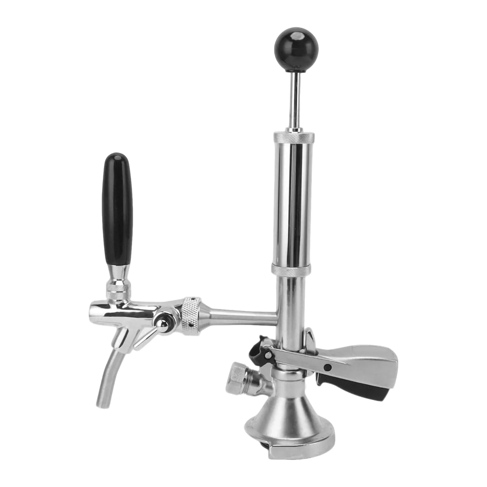 Bomba de cerveza de 4 pulgadas, grifo de cerveza de acero inoxidable, kit de grifo con bomba de aire y distribuidor, grifo de pistón para conexiones de barril, bomba de barril, perfecto para picnics y