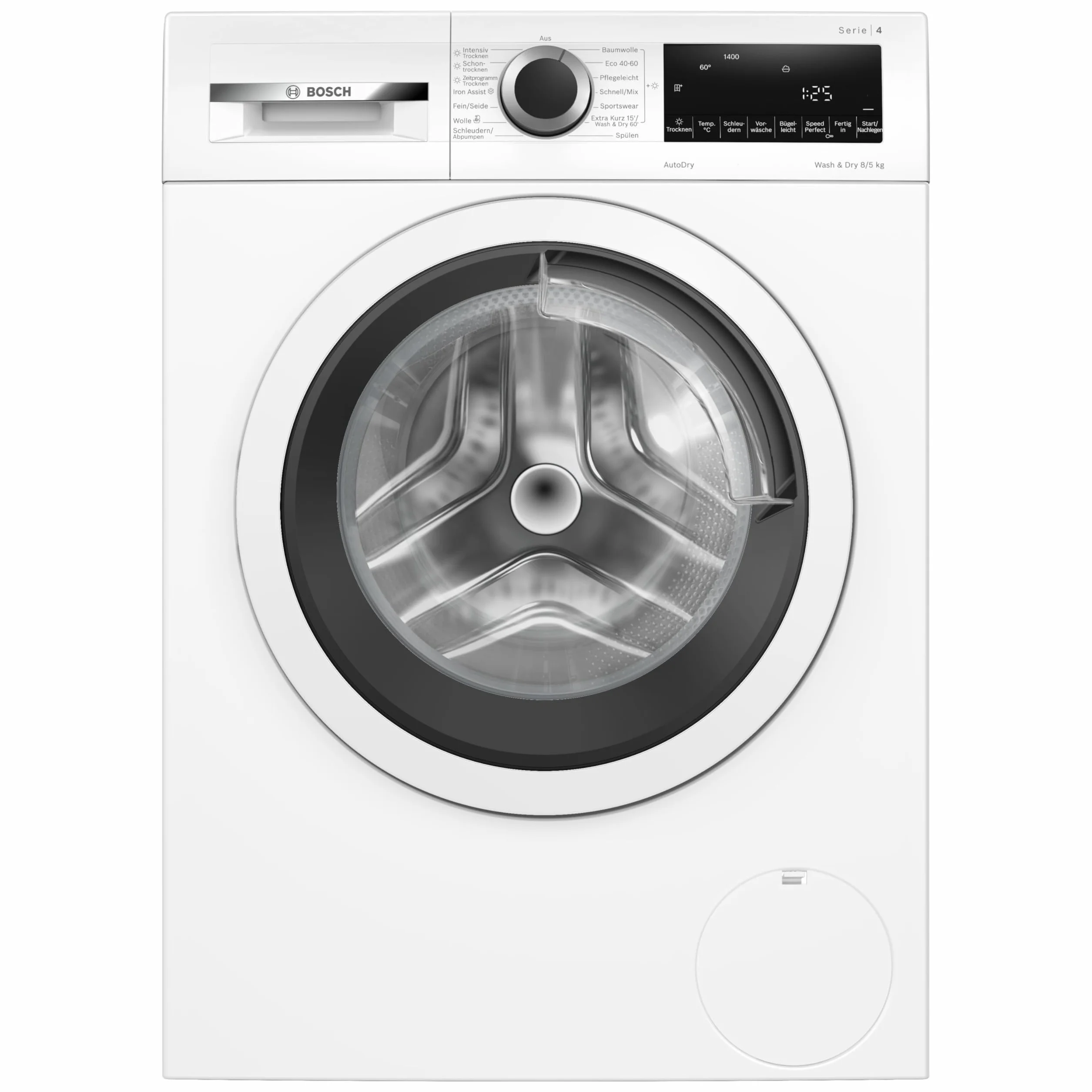Bosch WNA13470 Serie 4 Lavadora Secadora, 8 kg de lavado y 5 kg de secado, 1400 rpm, secado óptimo Autodry, motor silencioso y eficiente EcoSilence Drive, lavado y secado de 60 pulgadas en 60 minutos